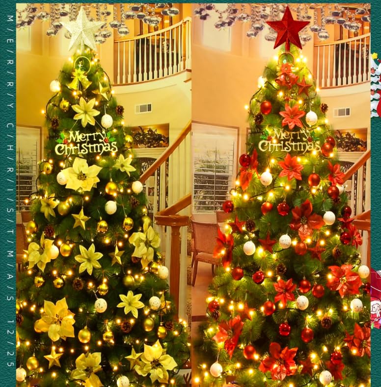 YYCRAFT Glitter Star Tree Topper Christmas Decoration-(10 Inch,White)