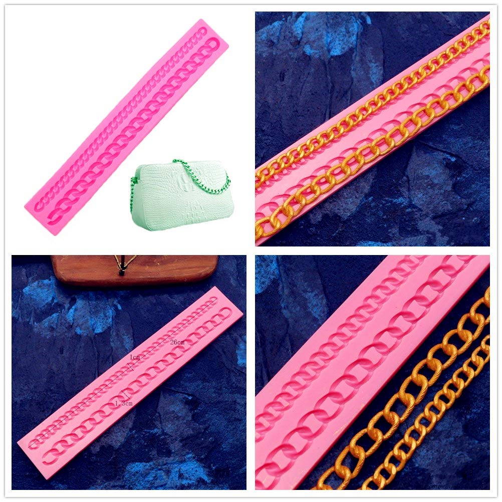 Jevenis Bag Chain Silicone Fondant Mold Fondant Impression Mat Mold Cake Decorating For Pastry Gum Pastry Tool Sugar Paste Bakin