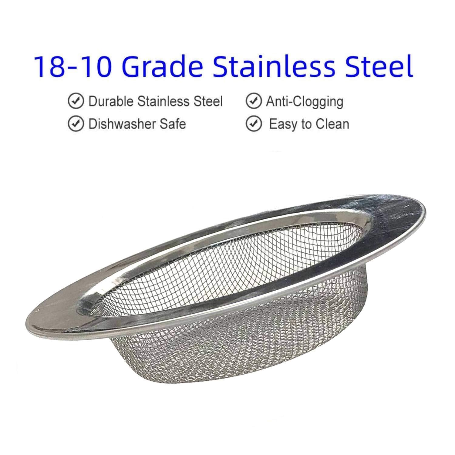 2 Pack 4.5'' Kitchen Sink Drain Strainers  Stainless Steel Drain Cover with Anti Clogging Mesh  Thicken Edge