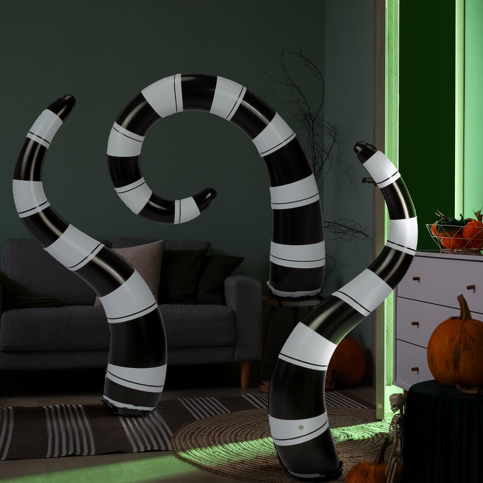 Jetec 3 Pcs Halloween Sandworm Inflatable Decorations Large 43, 39, 31.5 Black and White Striped Yard Signs Scary Spooky Hallowe