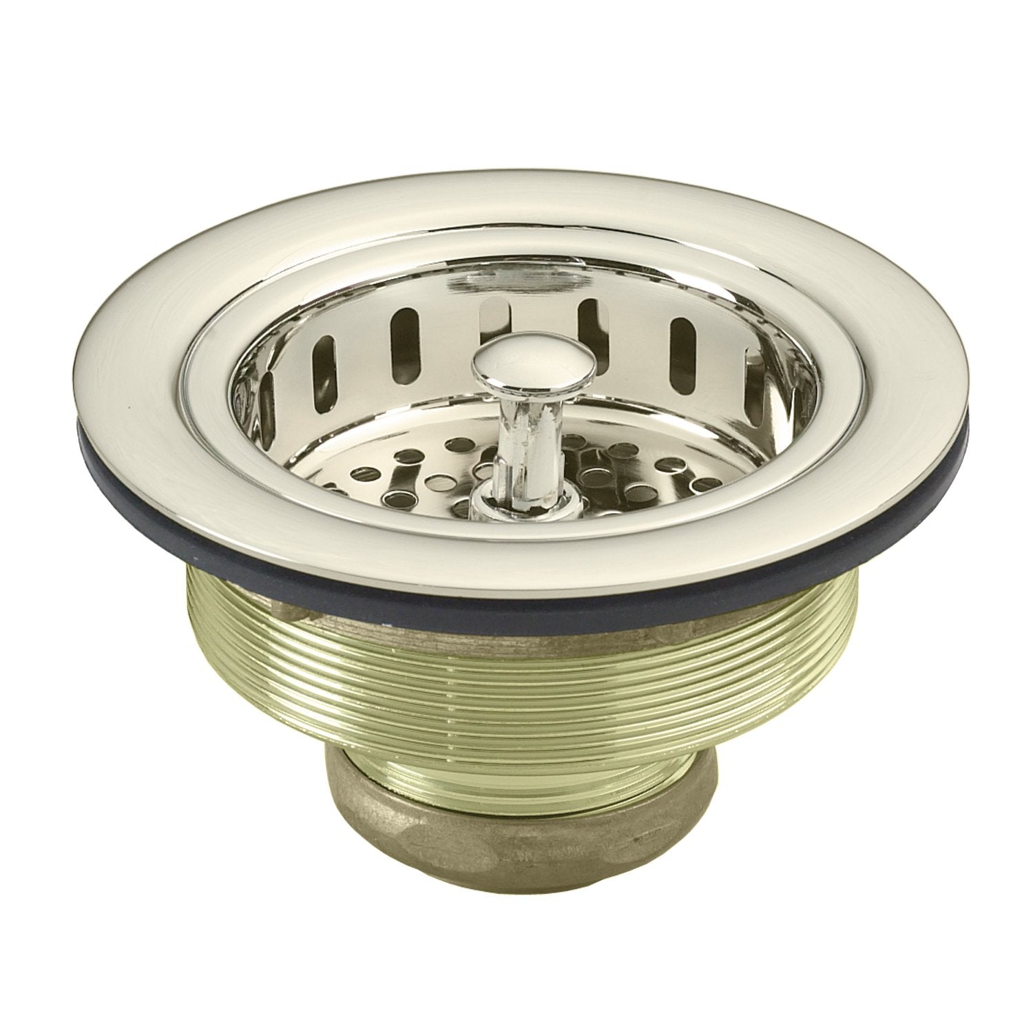 Westbrass D214-05 3-1/2'' Post Style Large Kitchen Sink Basket Strainer, Polished Nickel