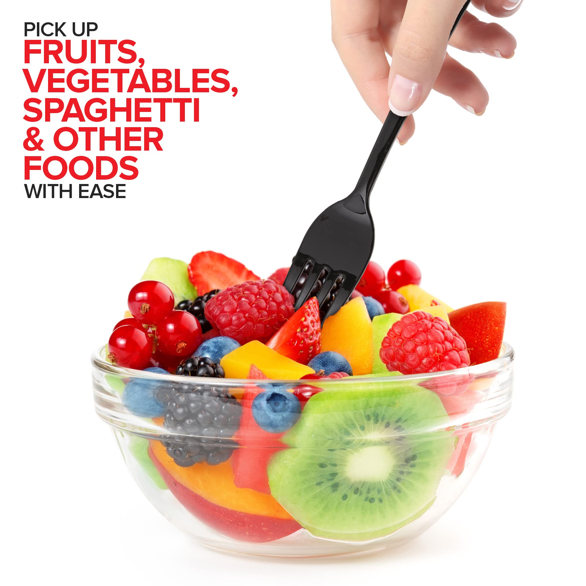 (125-Count) Plastic Forks, Disposable Silverware For Dinner, Heavy Duty Utensils, Heavyweight Party Flatware, Bulk Cutlery In Bl