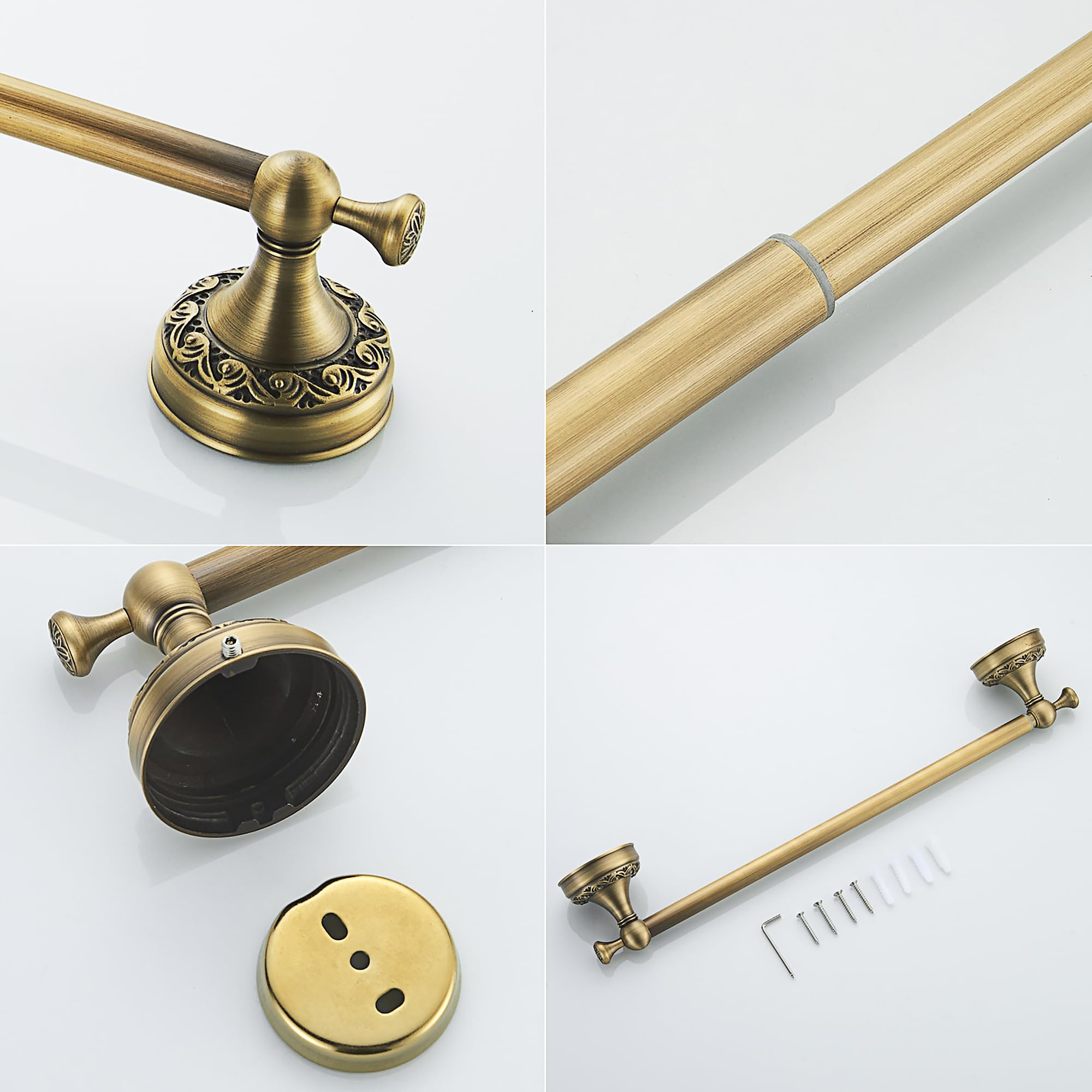 Antique Bronze Brass Towel Bar,Adjustable 15.5 To 27.5 Inch Bath Towel Bar Rack For Bathroom Towel Holder, Wall Mounted Bathroom