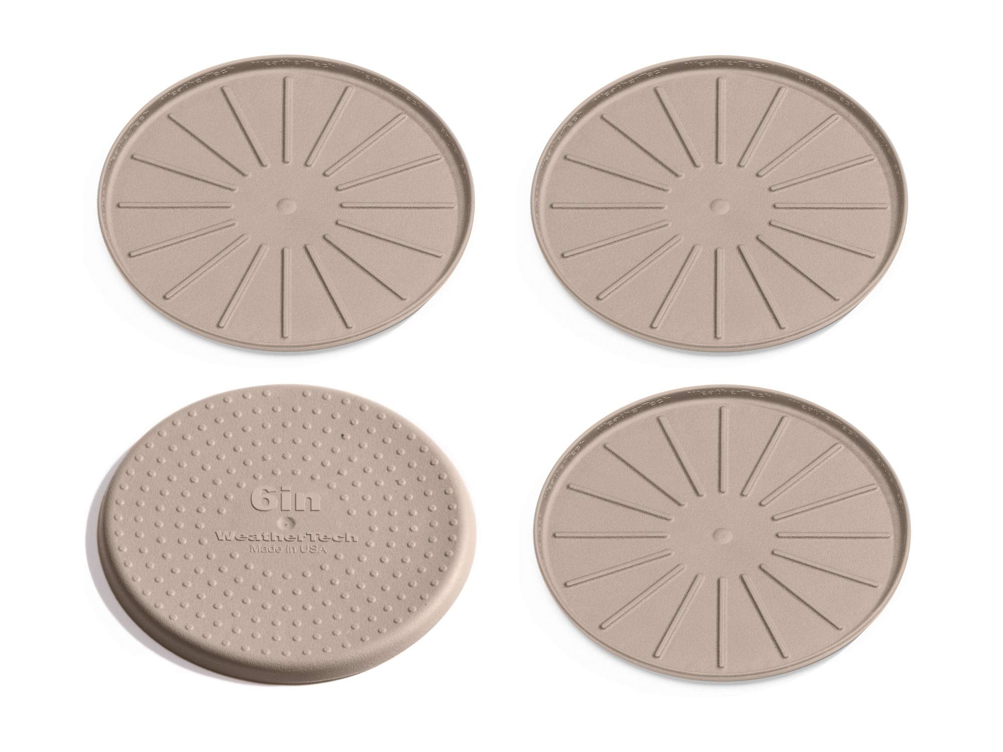 Weathertech 6'' Drink Coasters For Home Surfaces, Anti-Skid, No-Slip Knibs - Set Of 4, Tan - (8A6Csttn)