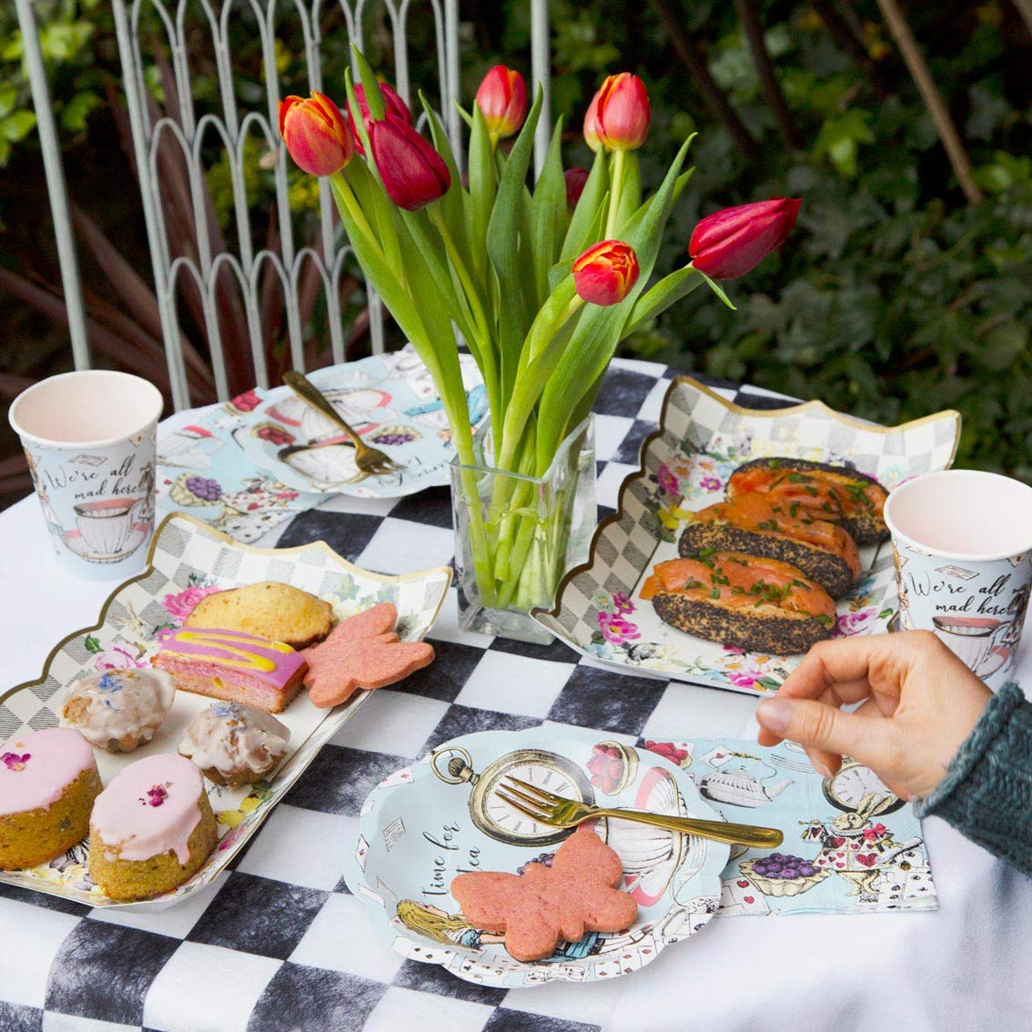Talking Tables Truly Alice Food Serving Platter 12'' X 7.5'' A Tea Party Birthday, Multicolor