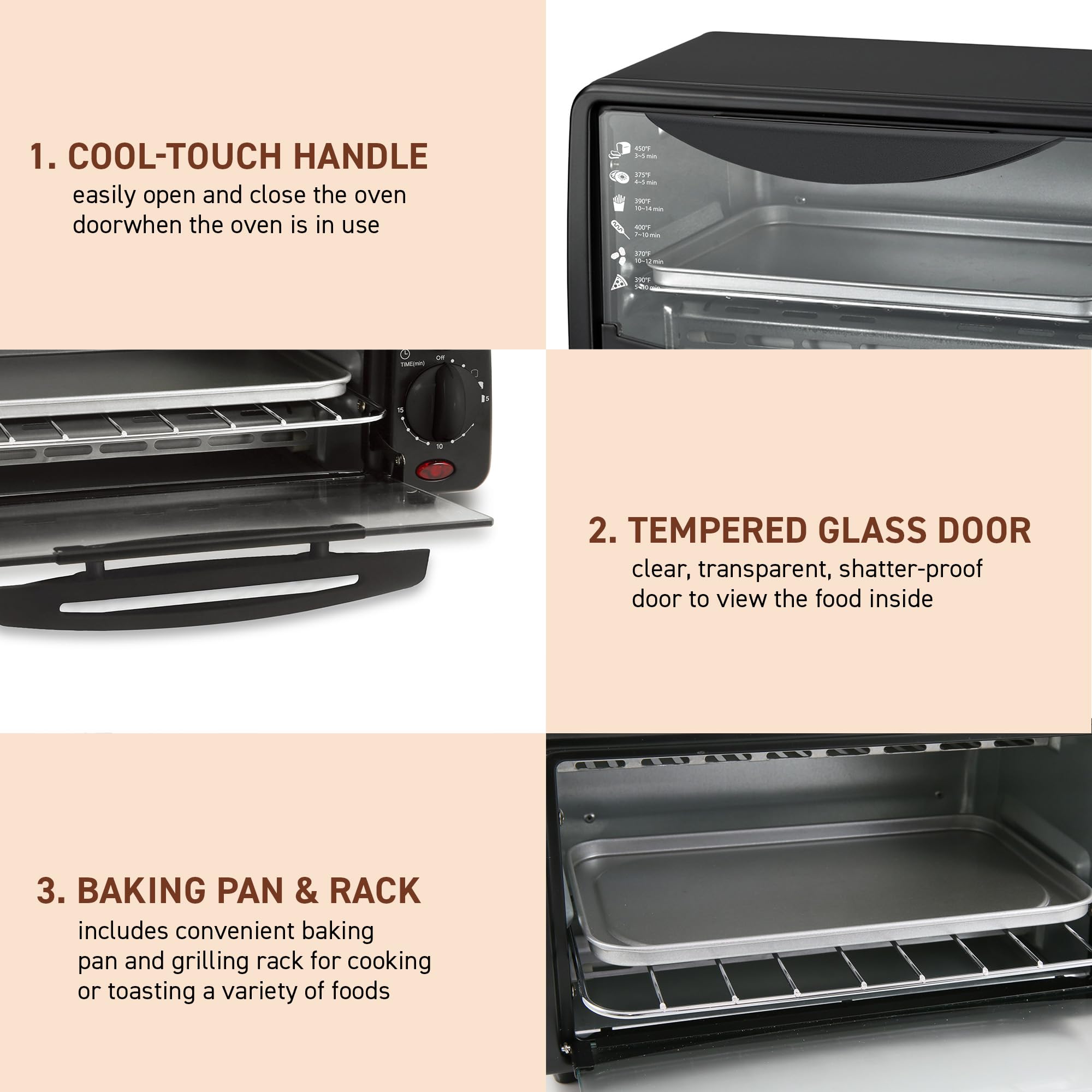 Elite Gourmet ETO236 2 Slice Toaster Oven - Compact, Adjustable Temperature, Black