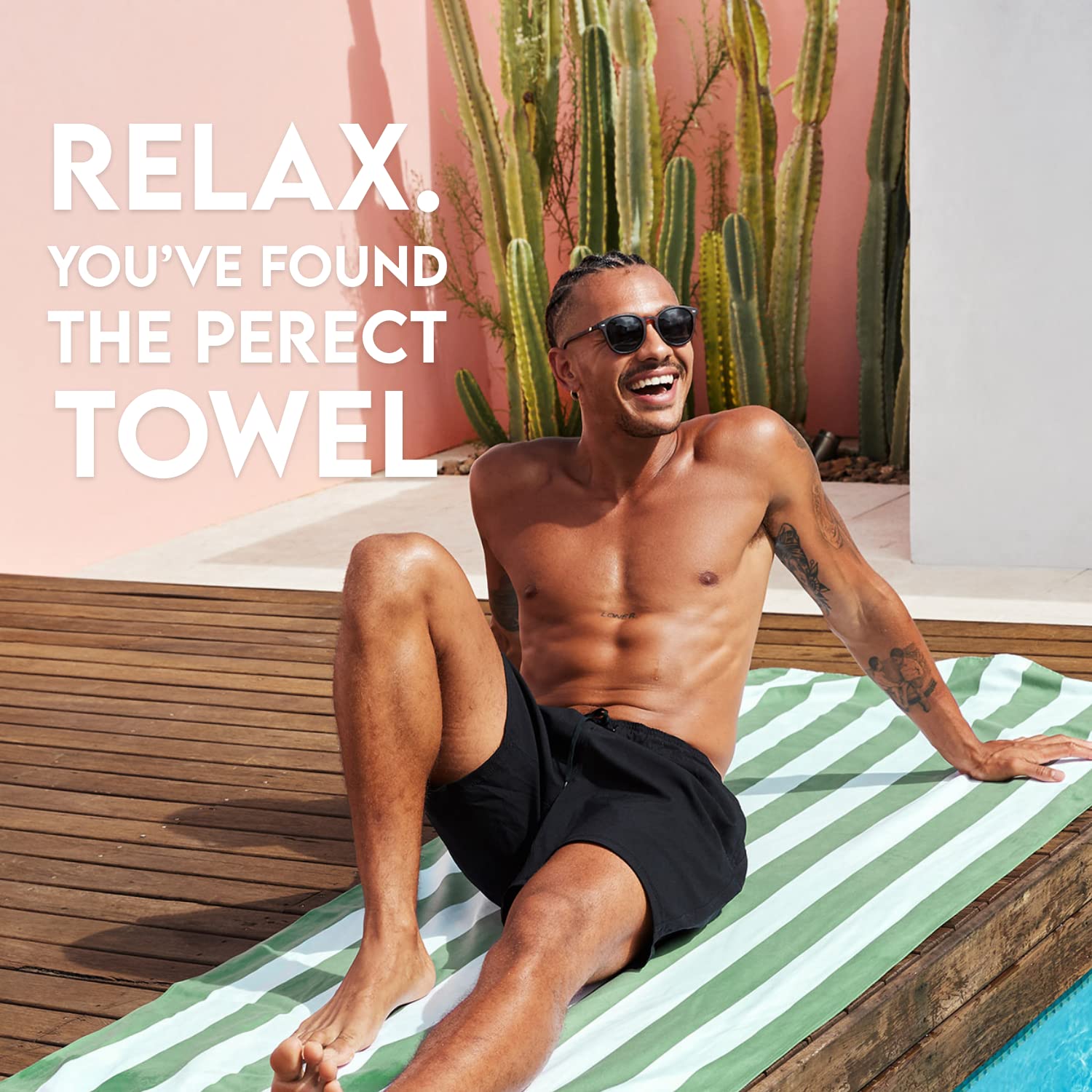 Dock & Bay Beach Towel - Quick Dry  Sand Free - compact  Lightweight - 100% Recycled - Includes Bag - cabana - cayman Khaki - Extra Large (200x90cm  78x35)