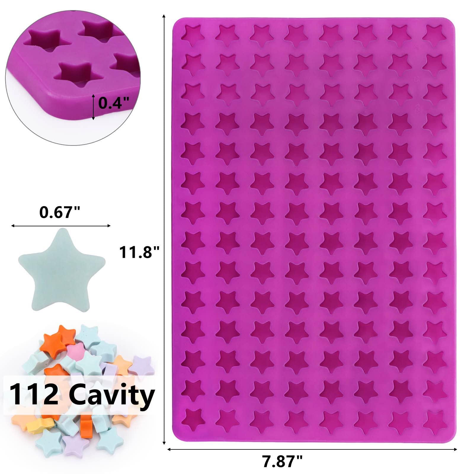 112 Cavity Mini Star Silicone Molds Fun Shaped Chocolate Molds For Homemade Dog Training Treats, Gummies, Candy, Chocolate Chips