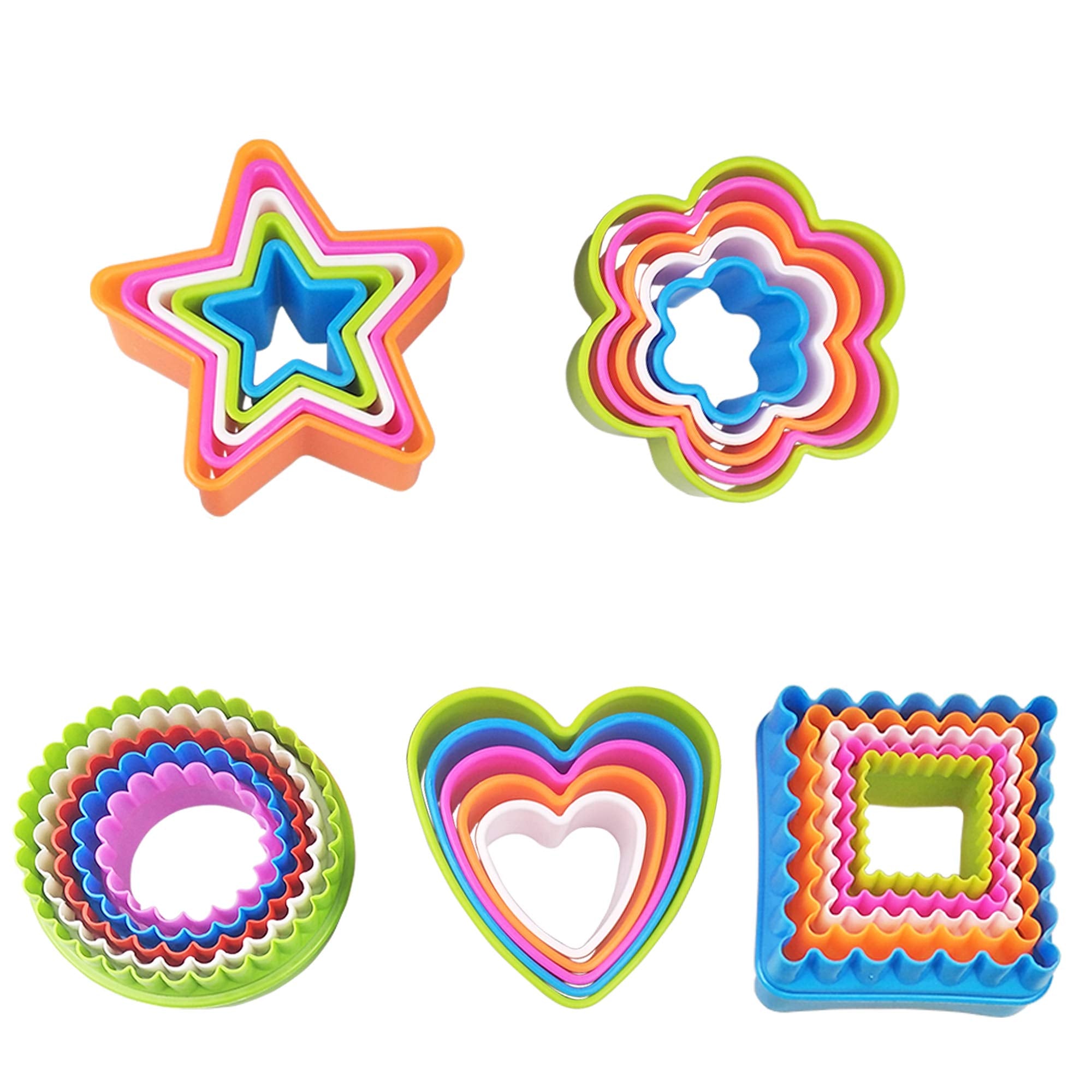 25 Pcs Cookie Cutter Set Multi-Size Sandwich Fondant Cake Fruit Vegetable Shapes Cutter Set