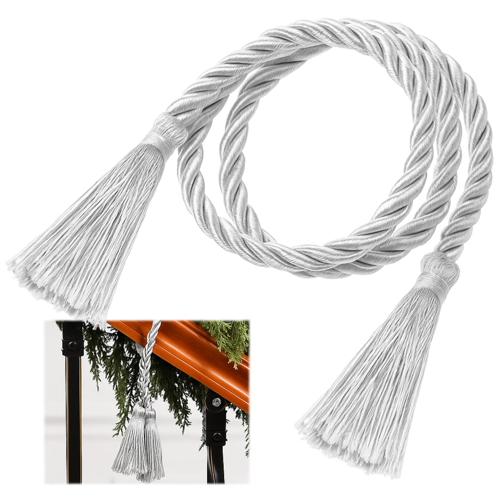 Dingion 20 Pcs Christmas Garland Decorative Banister Ties with Tassel 25.2 Inches Christmas Reusable Twist Ties for Garland Fire