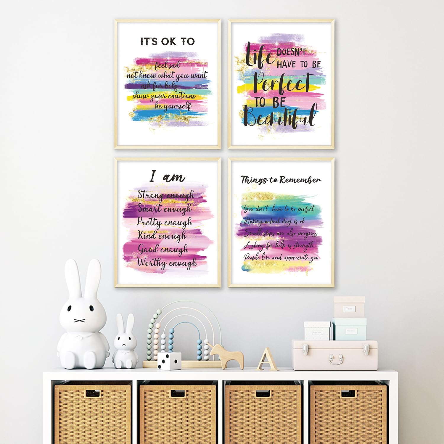 Positive Affirmations Wall Decor, Pink Inspirational Wall Art Poster For Home Office, Bedroom, Bathroom, Motivational Quotes Pri