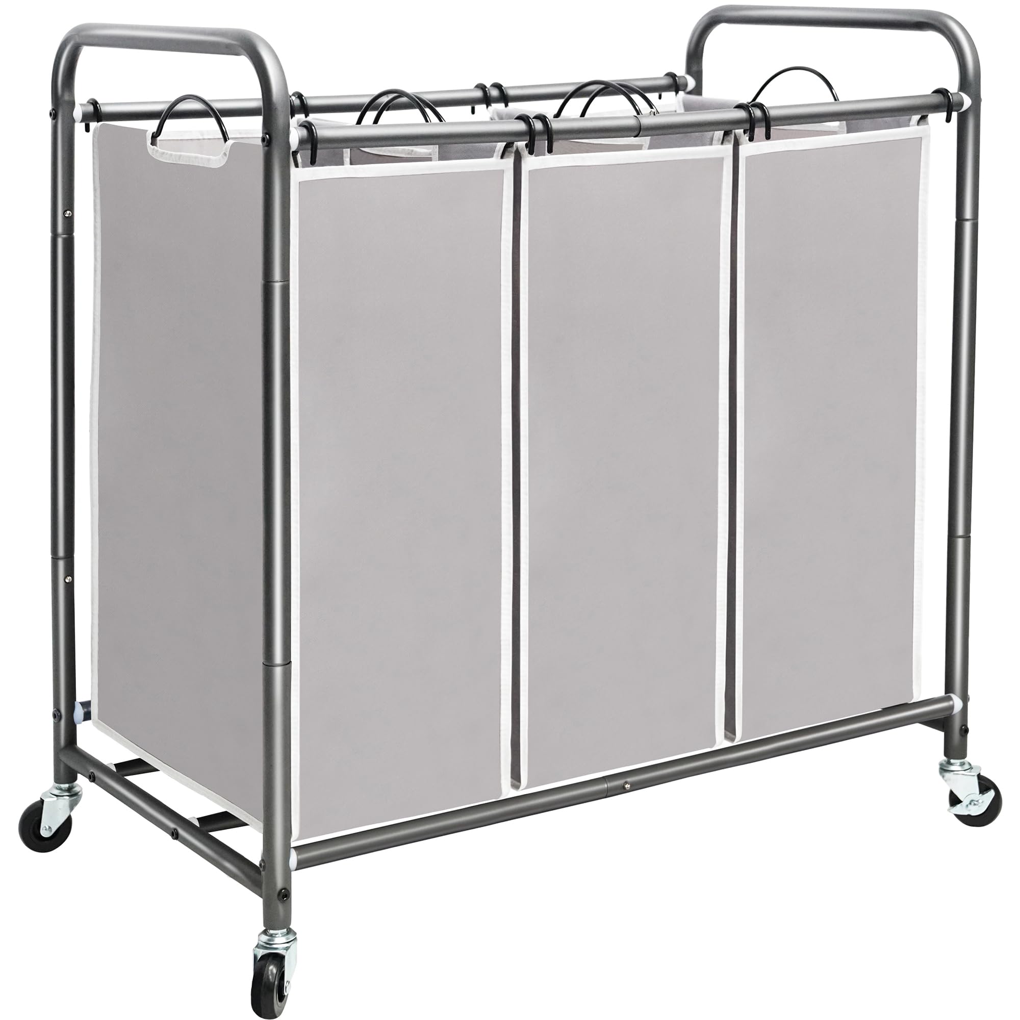 STORAGE MANIAC 3 Section Laundry Sorter, 35.9 Gal (136 L) Laundry Hamper Cart with Heavy Duty Rolling Lockable Wheels and Remova