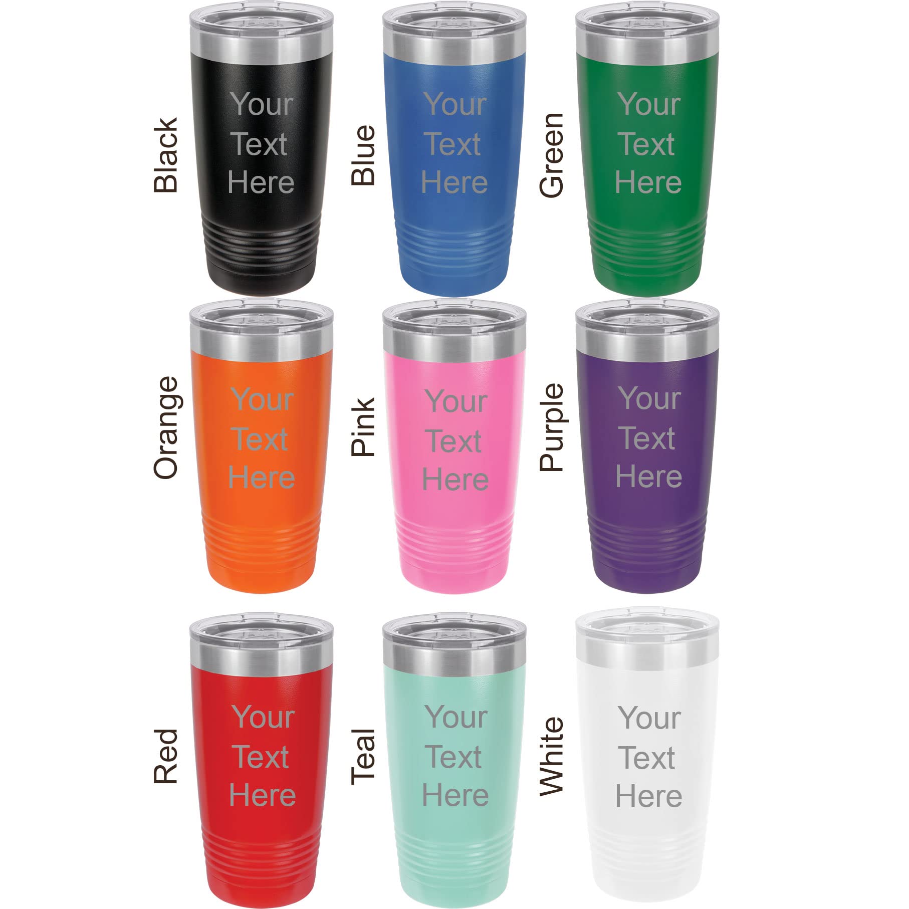 Personalized Add Your Custom Text Insulated Stainless Steel Tumbler 20 Oz Travel Coffee Double-Walled Travelling Car Truck Mug Customizable (Pink)