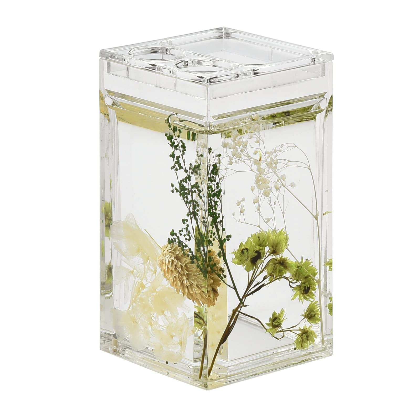 Locco Decor 4 Piece Acrylic Liquid 3D Floating Motion Bathroom Vanity Accessory Set Green Plants