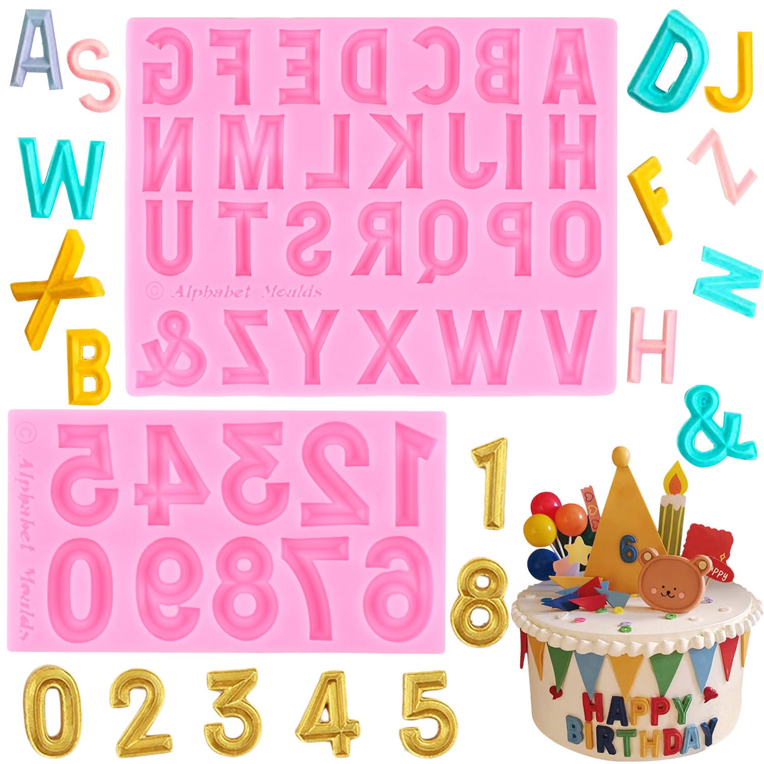 Zixiang Letter Silicone Molds Number Fondant Molds Uppercase Alphabet Letters Chocolate Molds For Sugar Cake Decorating Cupcake