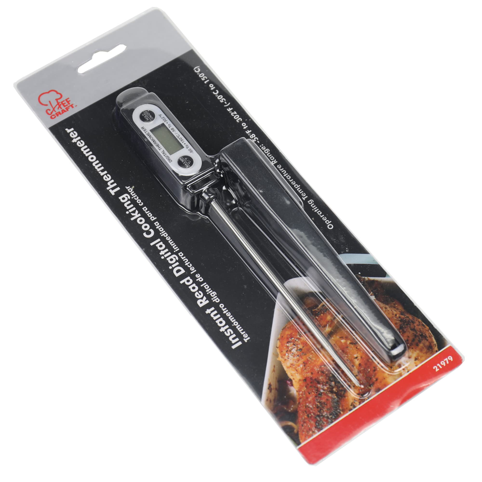 Chef Craft Select Instant Read Thermometer, 10 Inch, Black