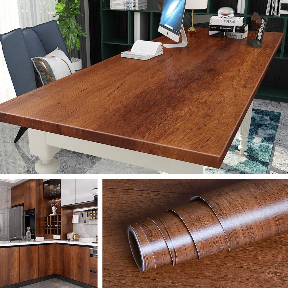 Livelynine 15.8X394 Inch Natural Wood Contact Paper Self Adhesive Waterproof Wallpaper For Kitchen Cabinet Covers Peel And Stick