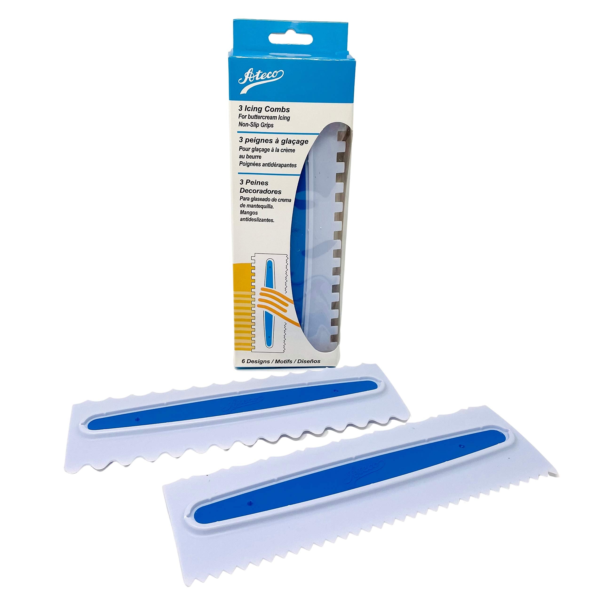 Ateco 3 Pc / 6 Design Set Icing Comb, 9'' X 2.5'', White