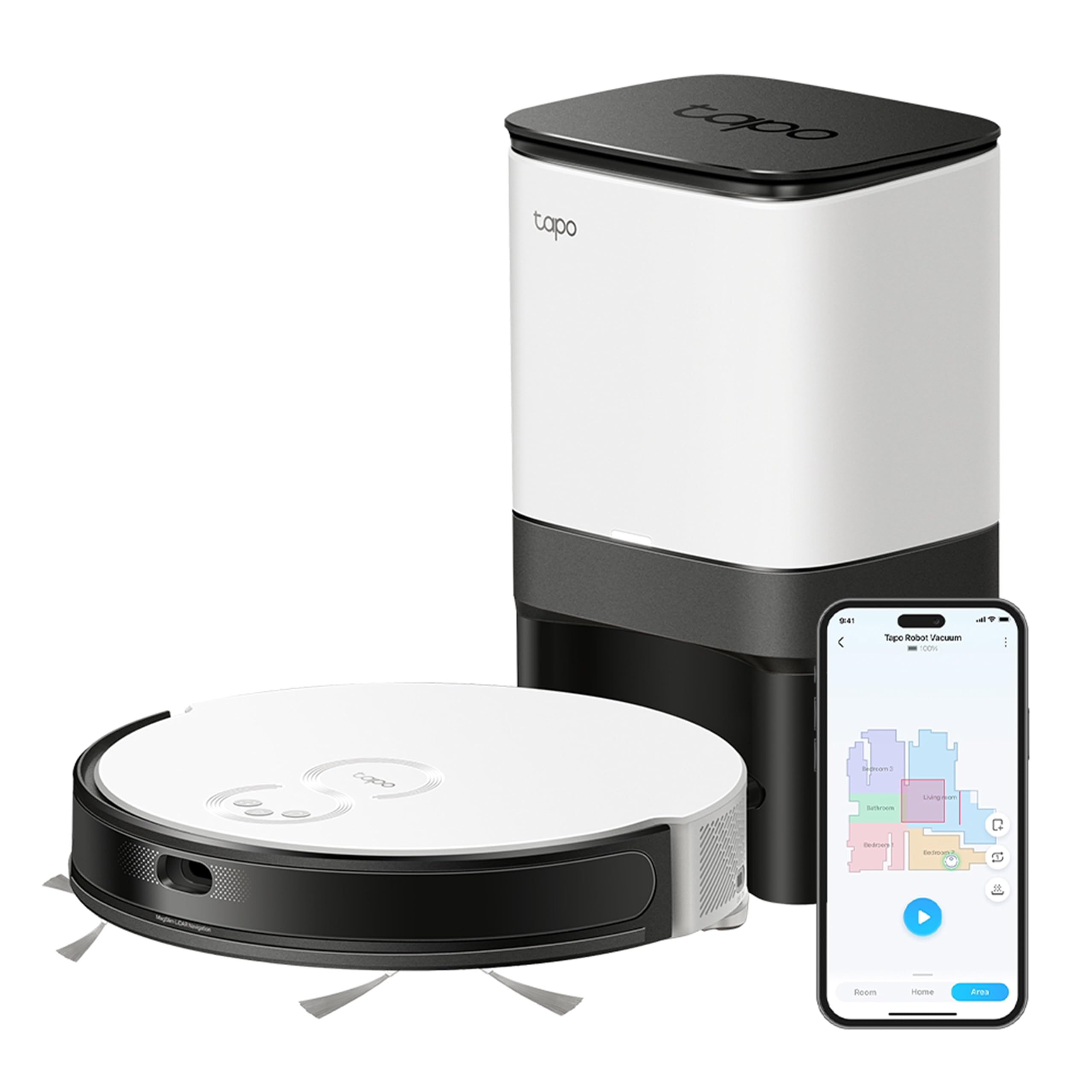 Tp-Link Tapo Rv20 Mop Magslim Lidar + Gyroscope Navigation Robot Vacuum & Mop Combo, 4-Level 2700Pa Suction, Google Assistant & 