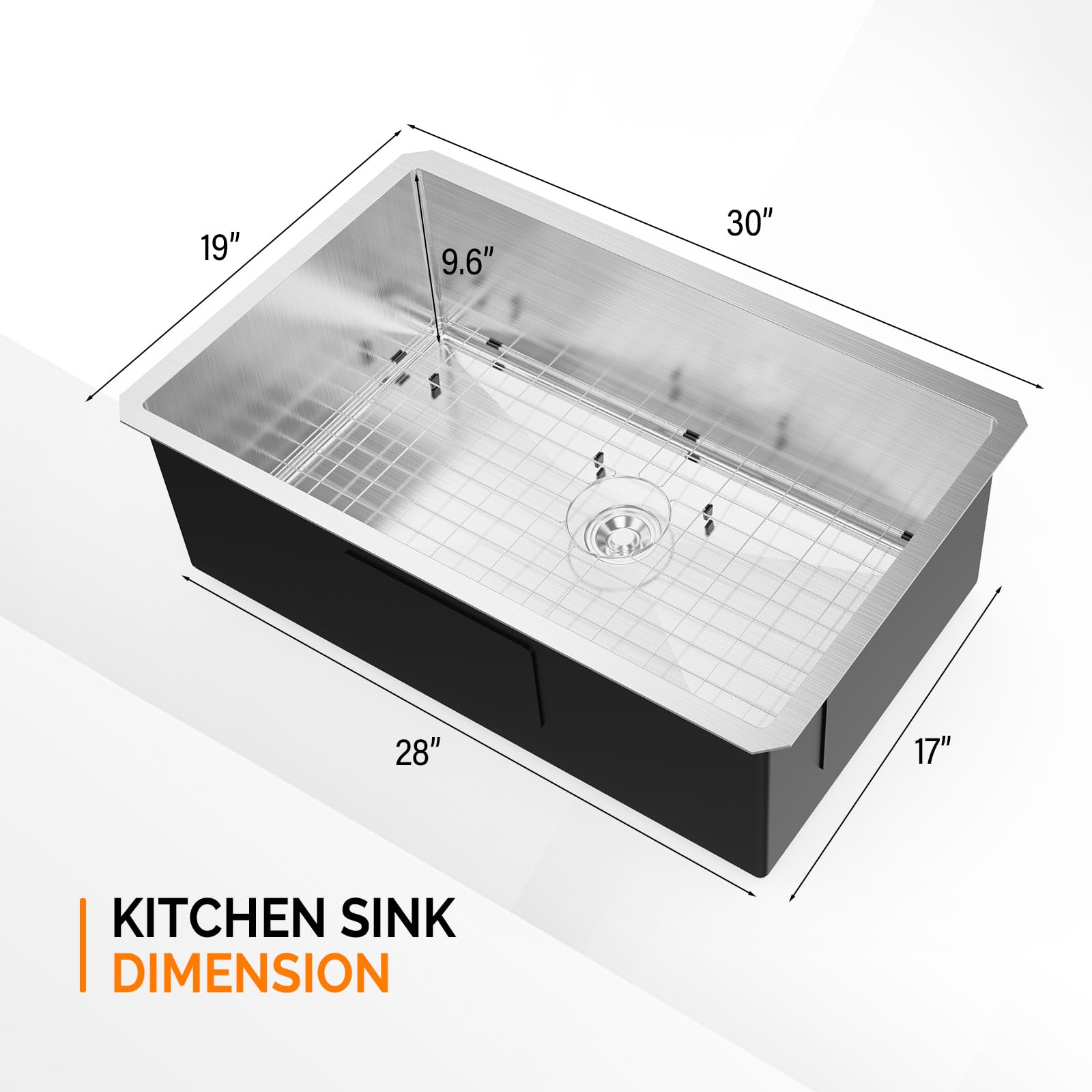 Bonnlo Undermount Commercial Kitchen Sink,30''  19''  10'' Stainless Steel Utility Farmhouse Sink, Deep Workstation Sink, Single