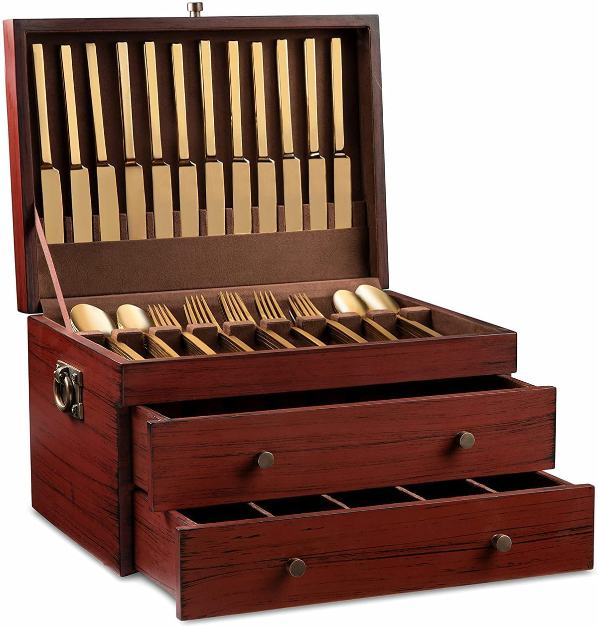 Royalty Art Fine Silverware Storage Box With Pull Out Drawer, 15    X 11   , Large Kitchen Counter Organizer For Flatware And Ut