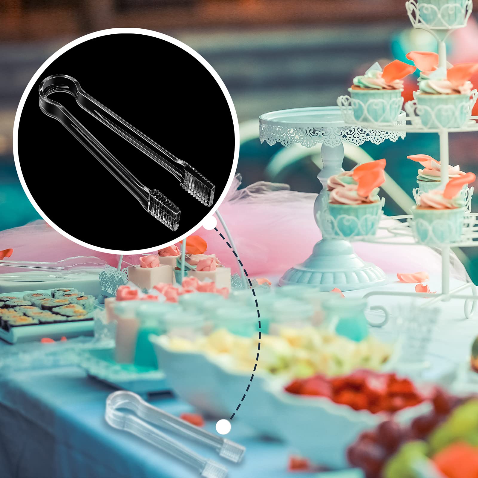 10 Pieces Mini Plastic Buffet Serving Tong Small Kitchen Serving Tongs Set Clear Plastic Serving Tongs Sugar Cube Small Ice Tong