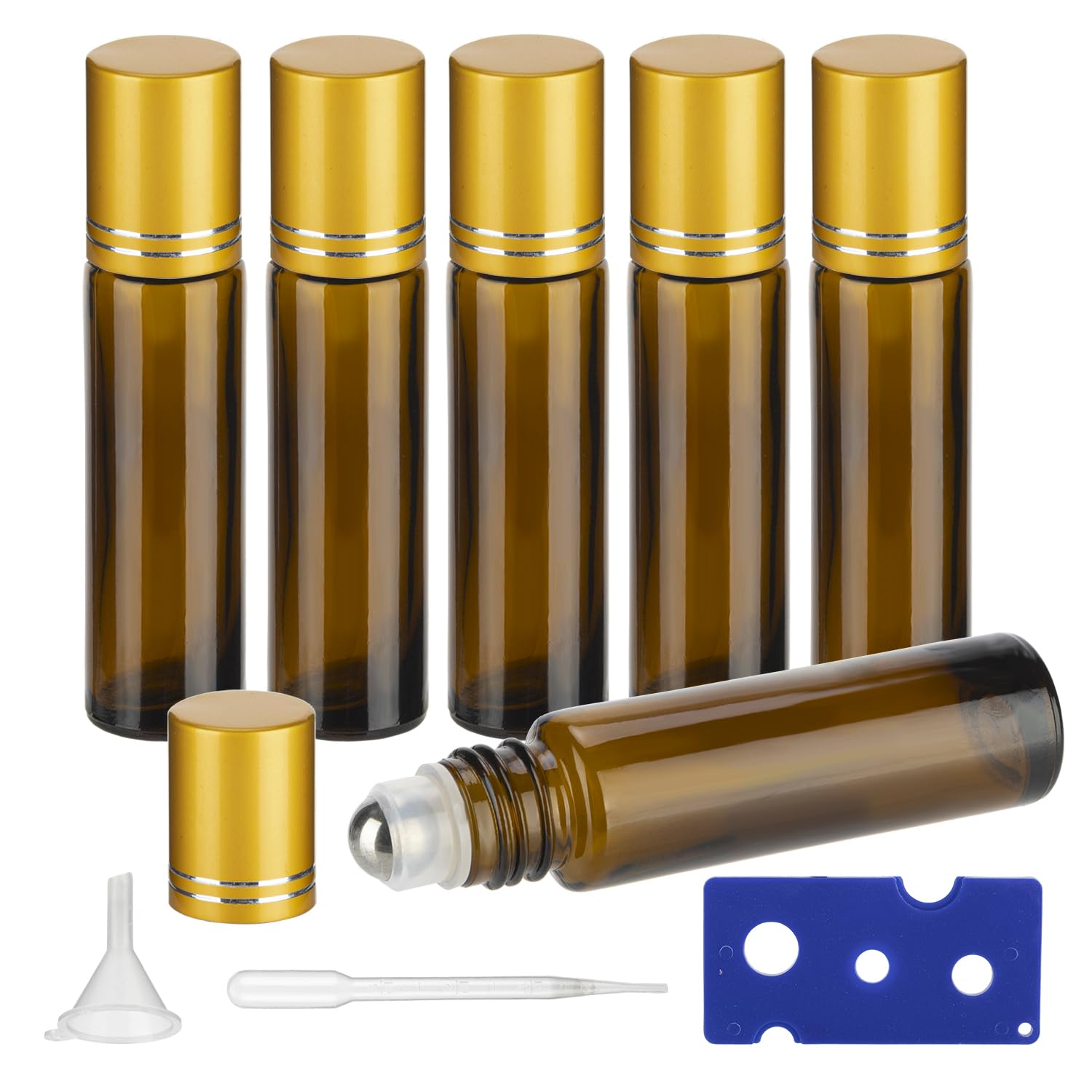 Givitasot 10Ml Essential Oil Roller Bottles, 6 Pack Amber Oil Roller Bottles For Essential Oils, Roll On Bottles With Stainless