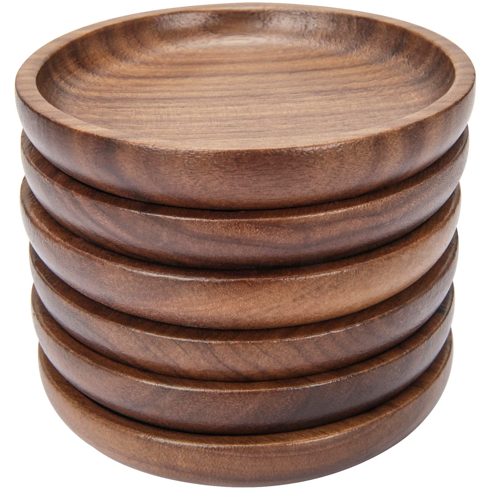 Wood Coasters For Drinks, Maprial 4 Inch 6 Pack Wooden Coasters Set 100% Natural Walnut With Anti-Scratch Backing For Coffee Tab