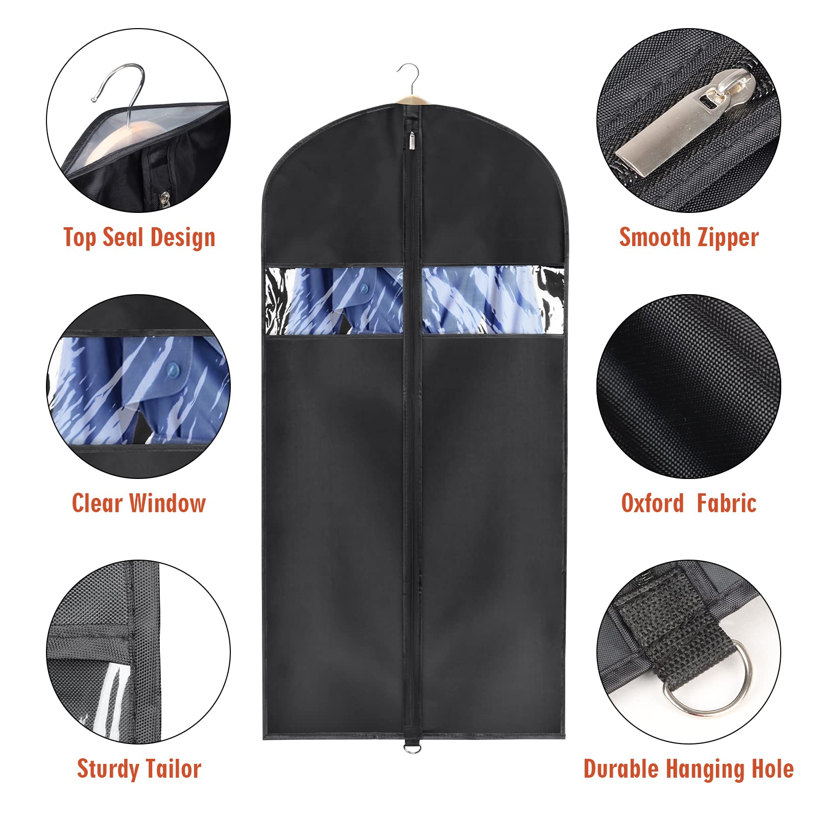 Univivi Lightweight Garment Bag Suit Bag For Storage And Travel (24 ''X50 ''-5Pcs - Oxford)