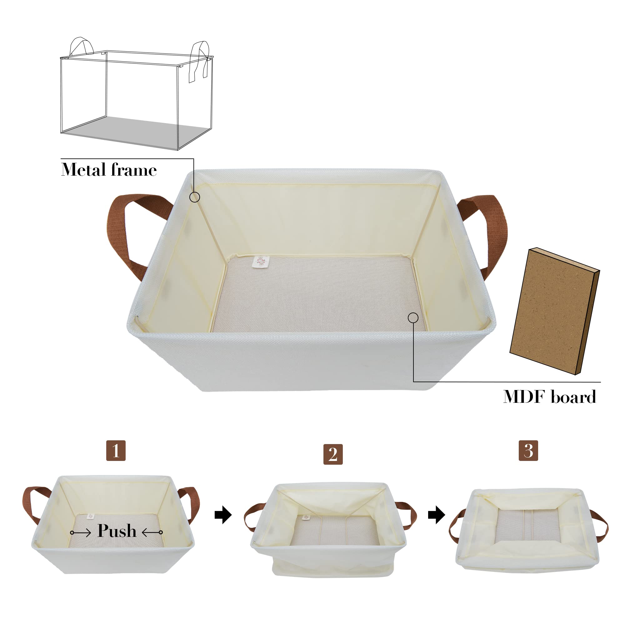 GRANNY SAYS Storage Bins for Shelves  Linen Closet Organizers and Storage Baskets with Metal Frame  Extra Large Storage Boxes for Wardrobe Shelf Laundry Room  Yellow White  4-Pack