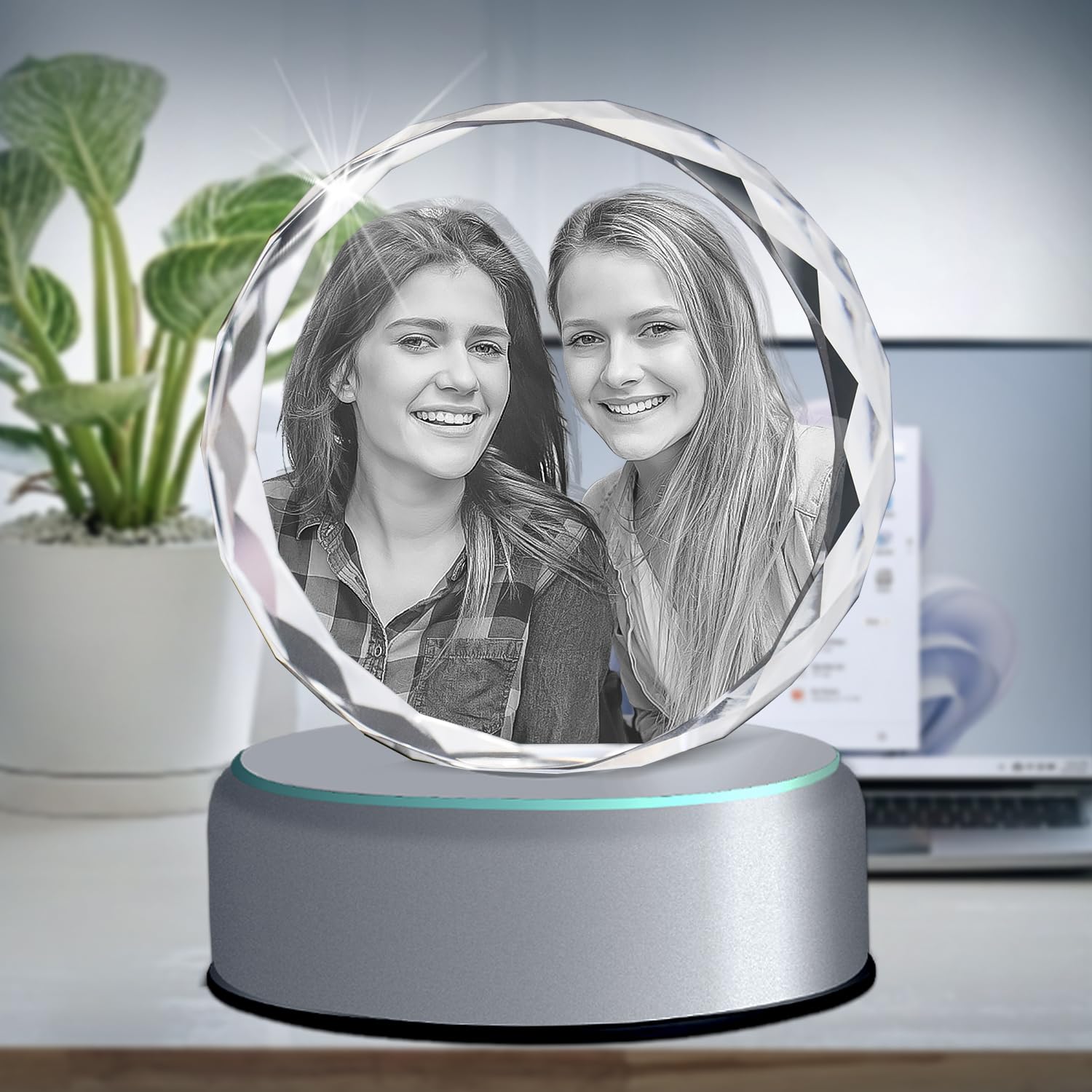 HAN S LASER 3D Crystal Photo, Personalized Gift with Your Own Photo, Unique Mothers Day,Birthday Gift for Women, Mother, Wife, H
