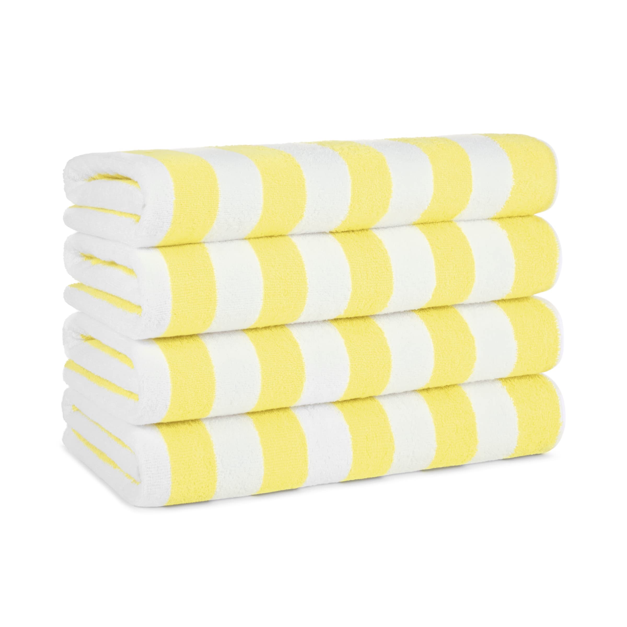 Arkwright California Cabana Stripe Beach Towel - Pack Of 4 - Large Soft Quick Dry Cotton Terry Towels Set For Pool, Swim, And Ho