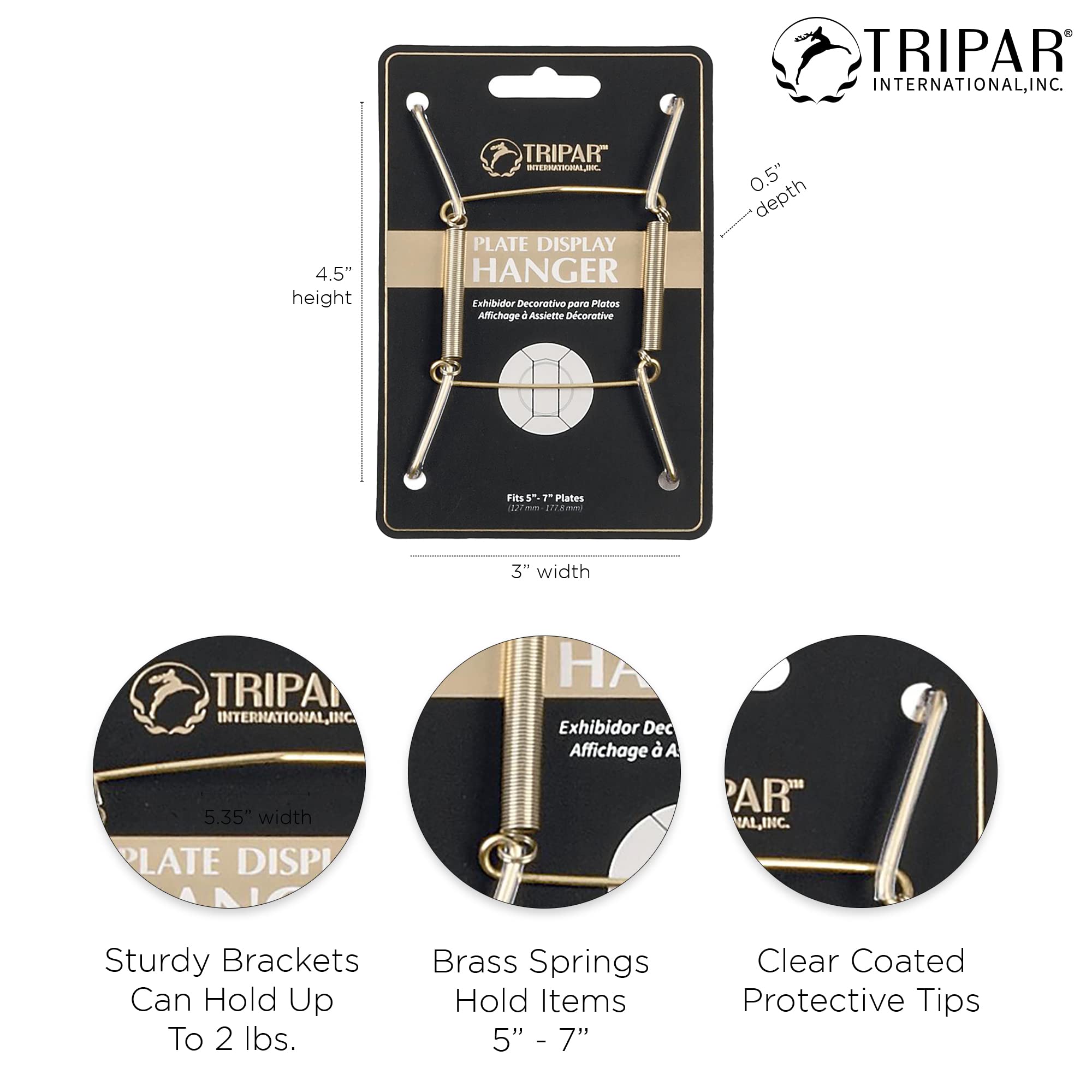 Tripar 5-7 Inch Brass Plate Wire Wall Plate Hanger