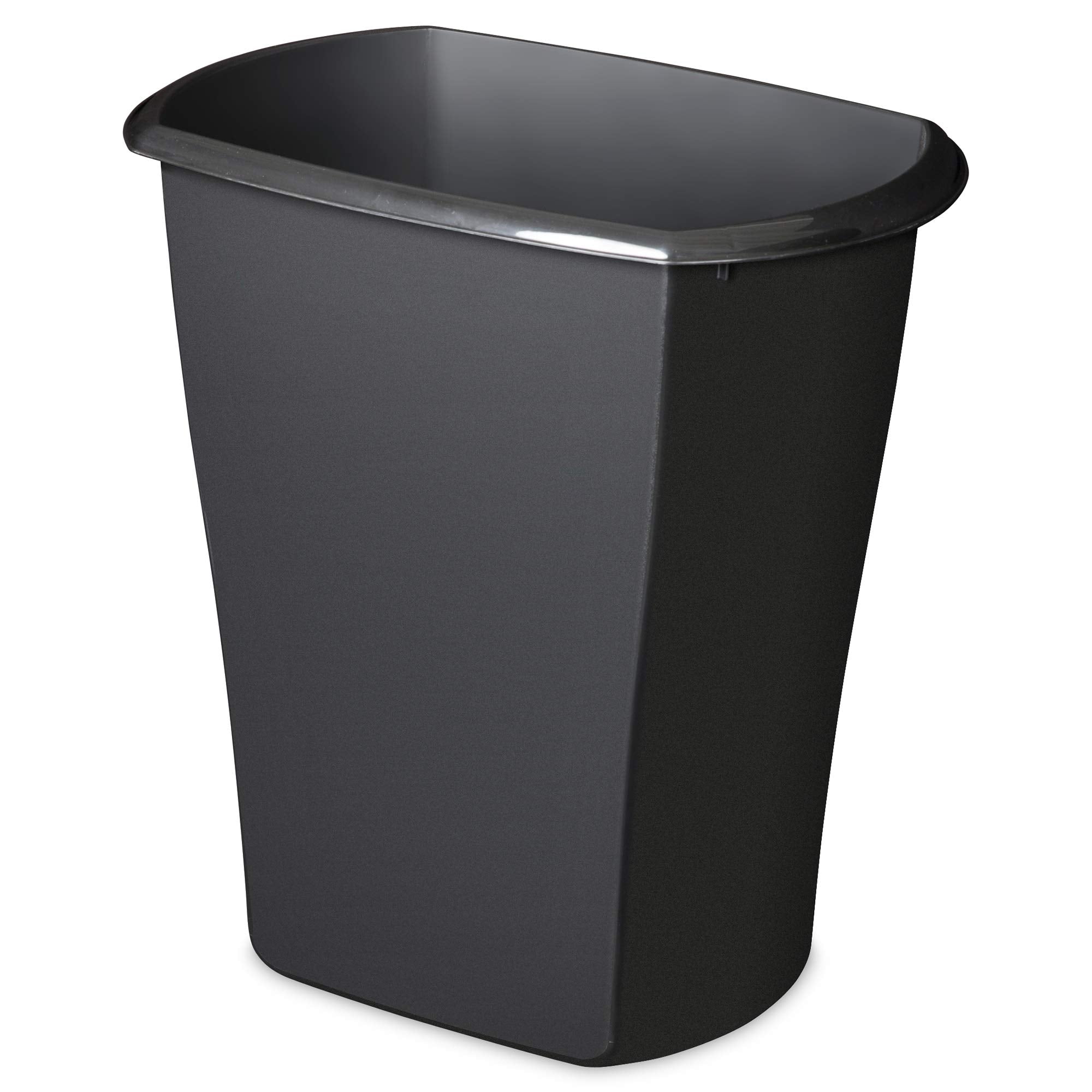 Sterilite 3 Gallon Rectangular Wastebasket, Small Plastic Trash Can For The Bathroom, Bedroom, Dorm Room Or Home Office, Black,