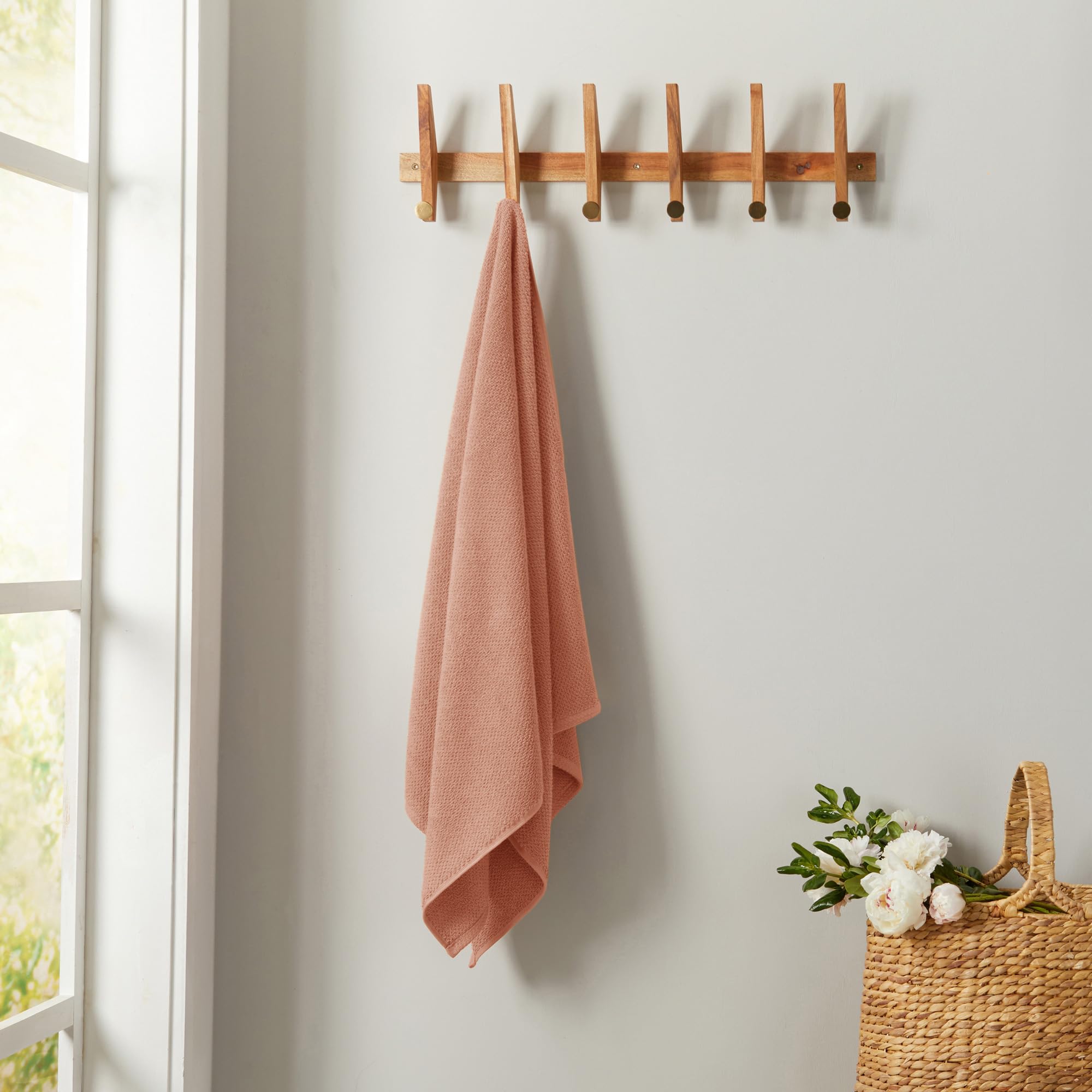 Great Bay Home Pink Washcloth- 100% Cotton 12-Pack 13X13 Wash Cloth - Absorbent, Quick-Drying, Durable Face Towels For Bathroom