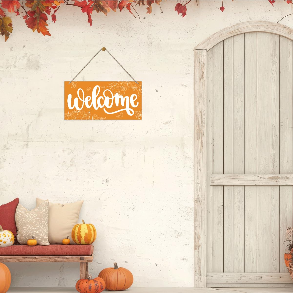 Fall Decor Sign, Autumn Porch Welcome Decoration, Decorative Wooden Hanging Signs, Farmhouse Home Wall Decor, Autumn Wall Art, L