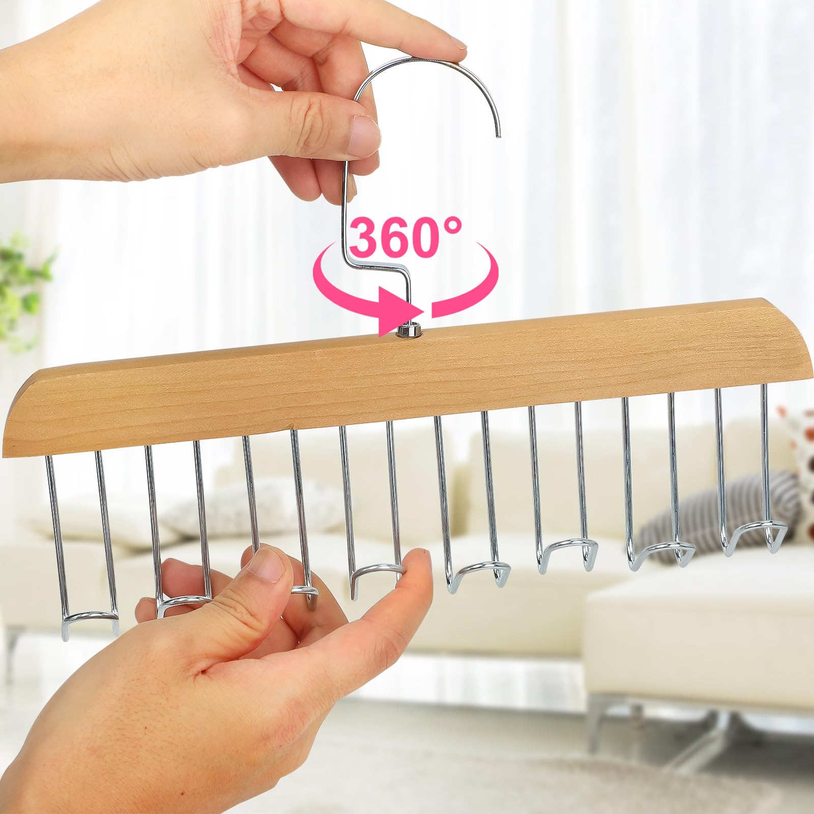 Xbaiyanr 4Pcs Anti Slip Multi Hook Coat Racks,Bra Hangers For Closet Organizer With 8 Hooks 360 Swivel Belt Hanger For Closet Fo