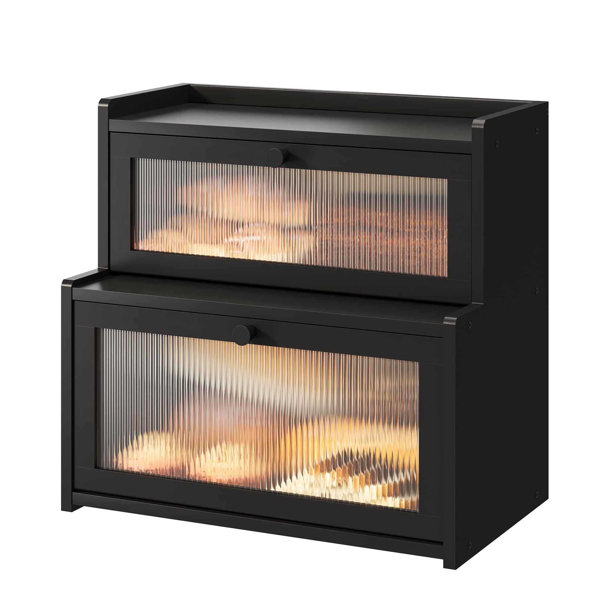 FILWH Bread Box for Kitchen Countertop Double Layer Large Corner Bread Box Capacity Bread Storage Bin Farmhouse Breadbox Contain