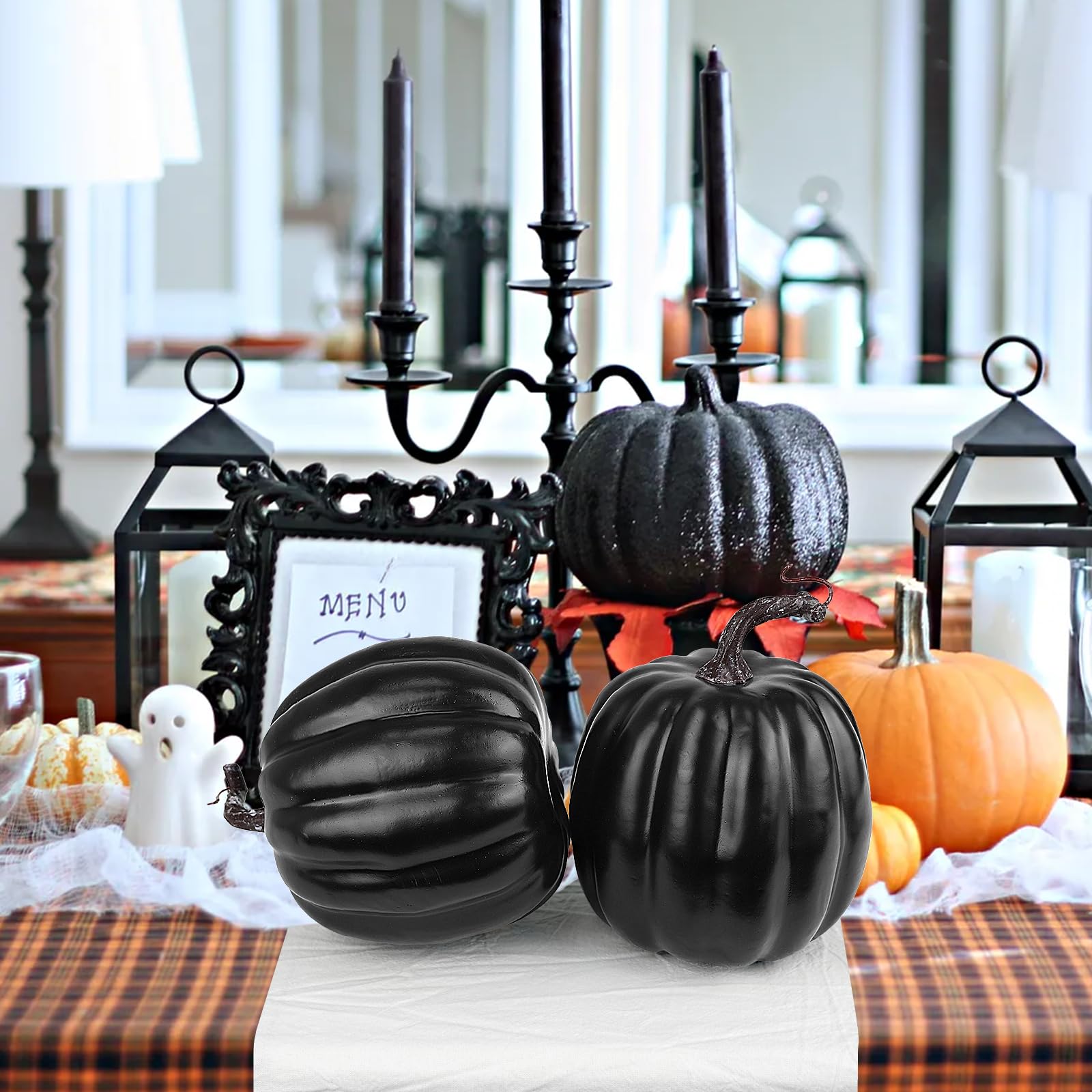 Artmag 6 Inch Large Artificial Pumpkins, 4PCS Big Orange Faux Foam Harvest Pumpkins for Fall Autumn Thanksgiving Seasonal Holida