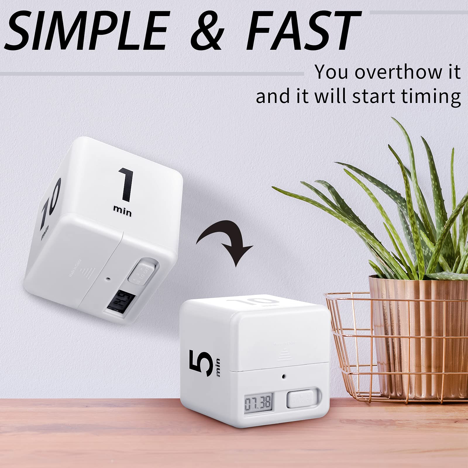 2 Pieces Cube Timers Gravity Sensor Flip Timer Kids Timer Workout Timer And Game Timer For Time Management, 1 3 5 10 Minutes And