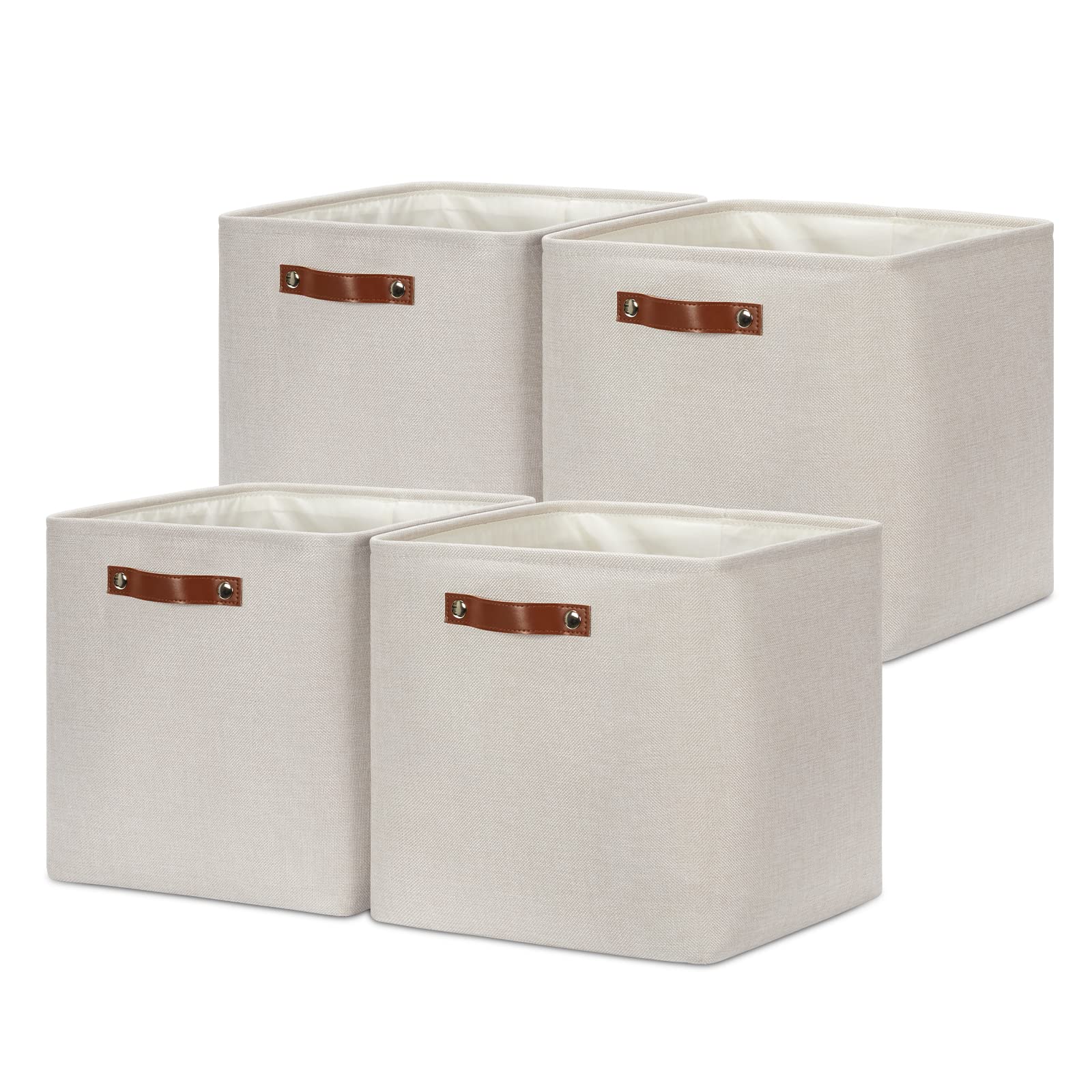 Dullemelo Storage Bins, 4 Pack Of 13X13X13 Decorative Storage Cube Bins Suit Office, Home, Shelves And Closet, Cube Storage Bin
