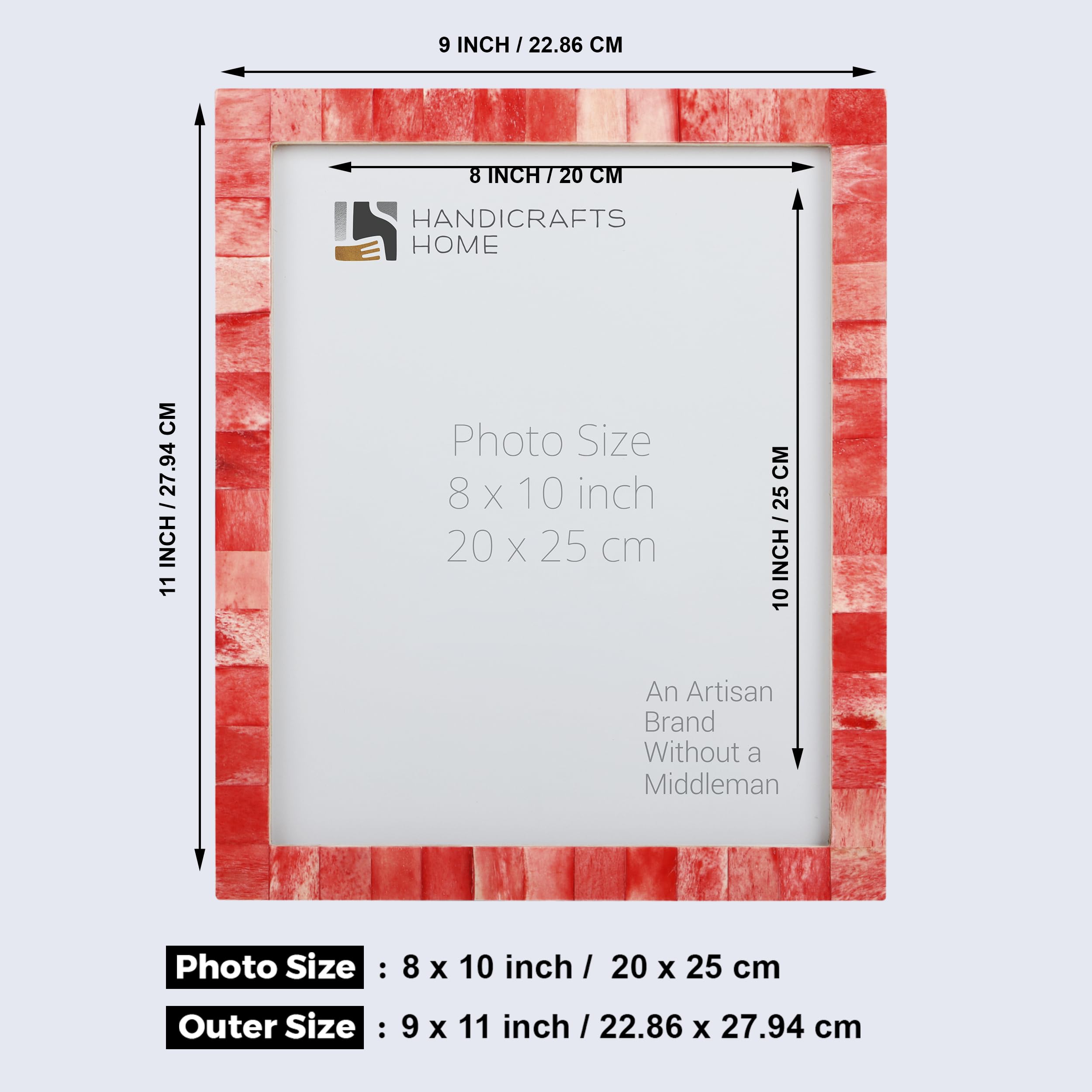 Handicrafts Home 8x10 Picture Frames Pack of 2 - Classic Collection Handcrafted Photo Frames, Perfect for Wall & Tabletop Displa