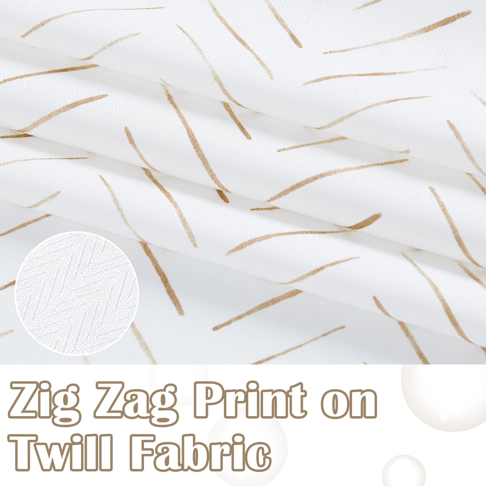 jinchan Taupe Shower Curtain Fabric Shower Curtain Zig Zag Line Pattern Shower Curtain Summer Twill Modern Shower Curtain for Bathroom Showers and Bathtubs Waterproof Hooks Included 70x72 inches