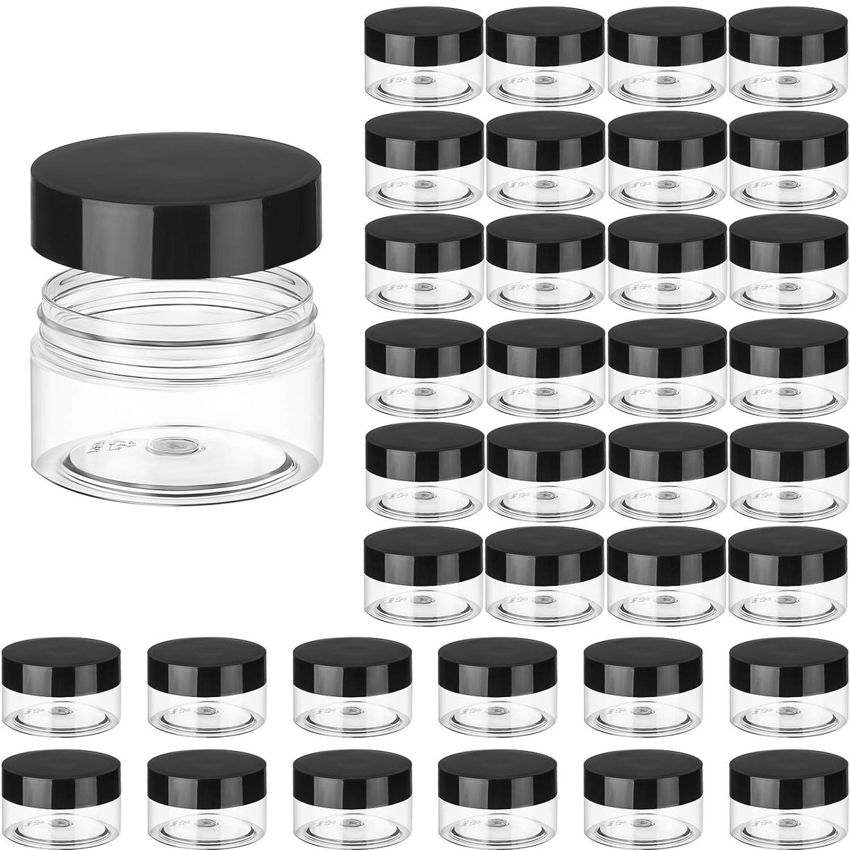 Satinior 36 Pieces Plastic Jars Round Clear Leak Proof Cosmetic Container Jars With Inner Liners And Lids For Lotions Ointments