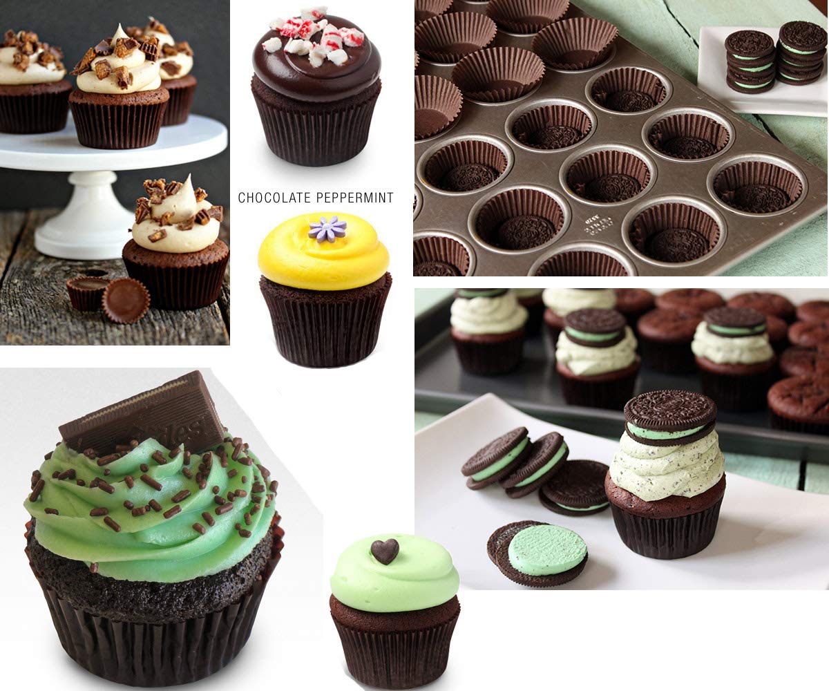 Gifbera Swedish Paper Muffin Baking Cups Brown Mini Cupcake Liners 300-Count, Coffee Color