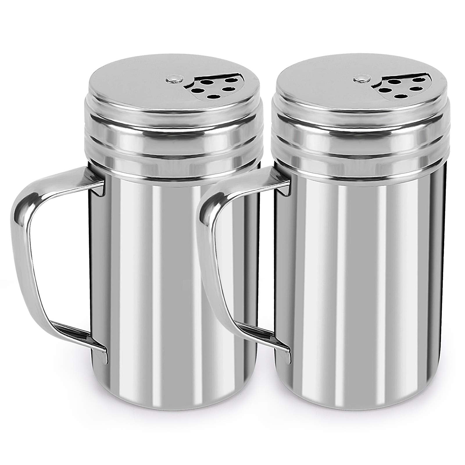 Accmor 13Oz Salt And Pepper Shakers With Adjustable Pour Holes, Stainless Steel Dredge Shaker, Seasoning Spice Shakers For Salt