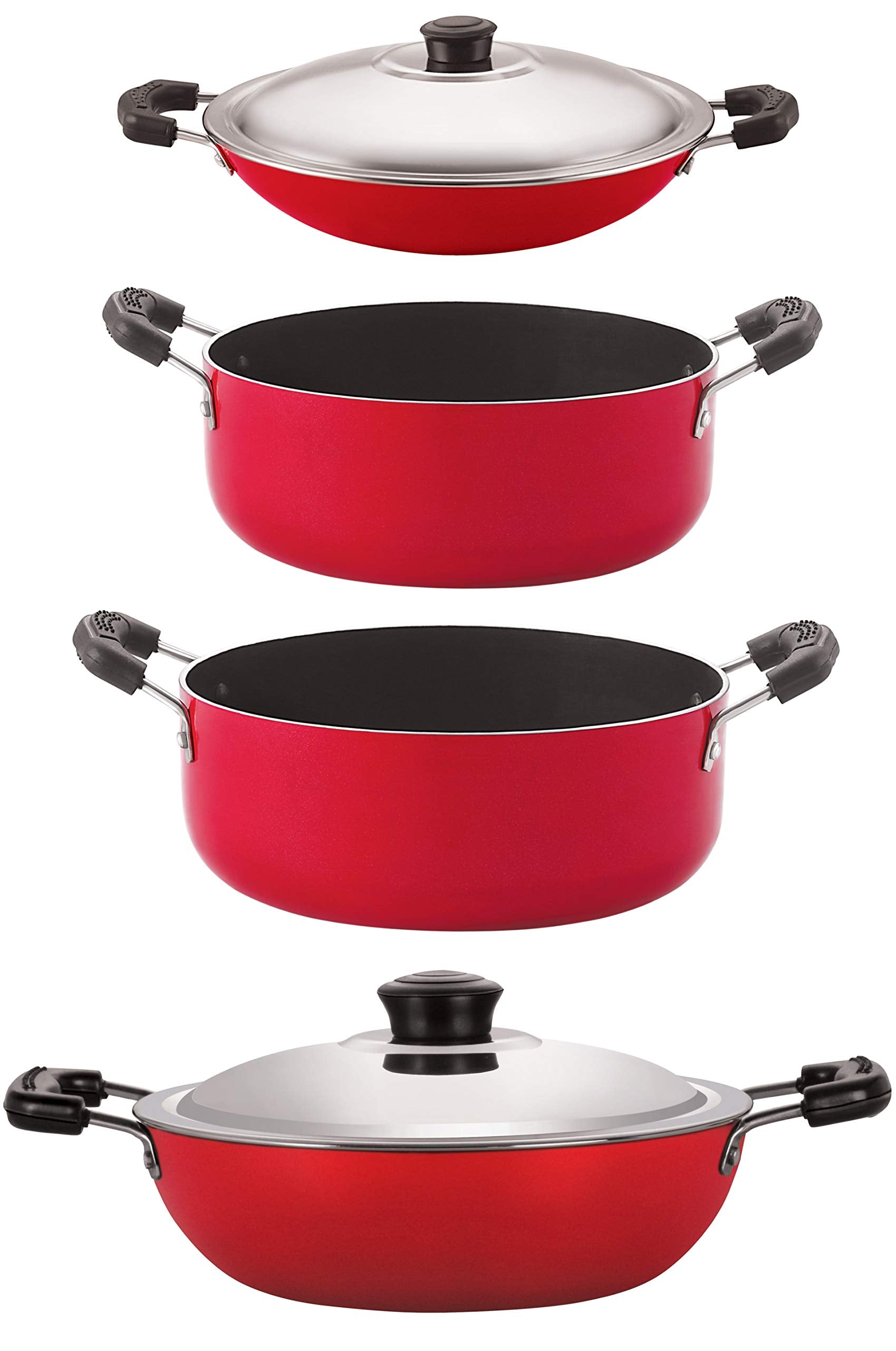 Nirlon NonToxic Oil Free Non Stick Cookware Essential Gift Set With Bakelite Handle, 4 Pieces(Dkd(B)_Ac_Cs20_Cs24)