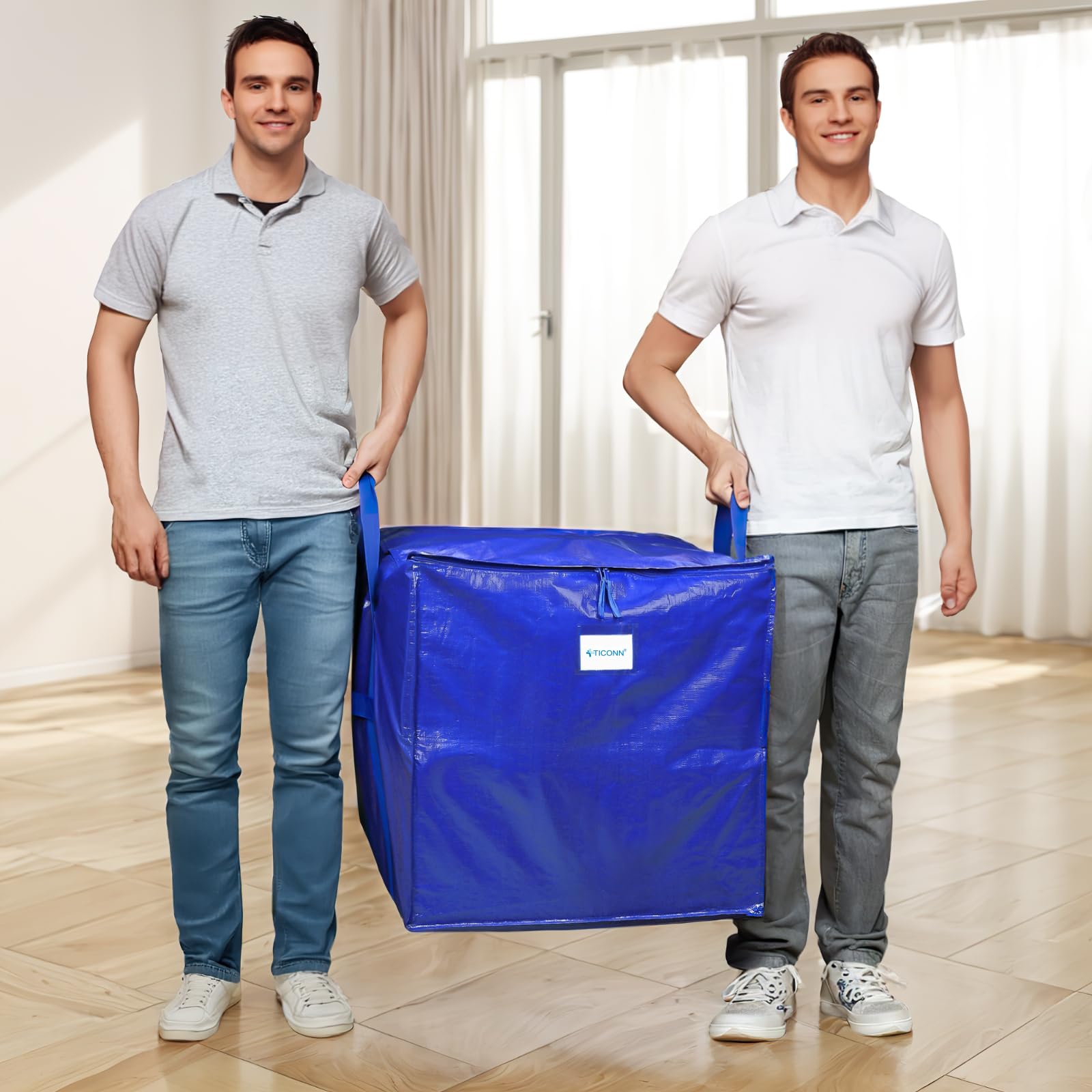 Ticonn 2 Pack Jumbo Moving Bags With Reinforced Handles, Square Heavy-Duty Storage Bags, Oversized Bags For Storage, Moving Supp