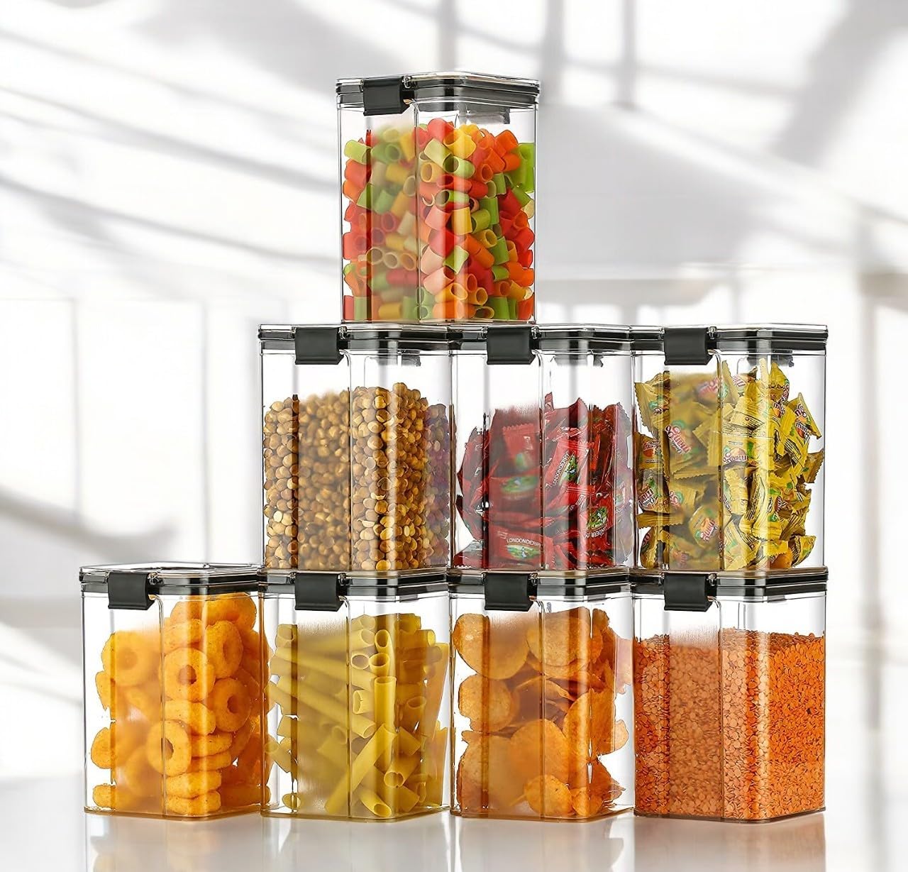 Dldcompany Airtight Kitchen Storage Containers  Set Of 6 BpaFree 1100Ml Plastic Jars With Locking Lids | Ideal For Spices, Sna