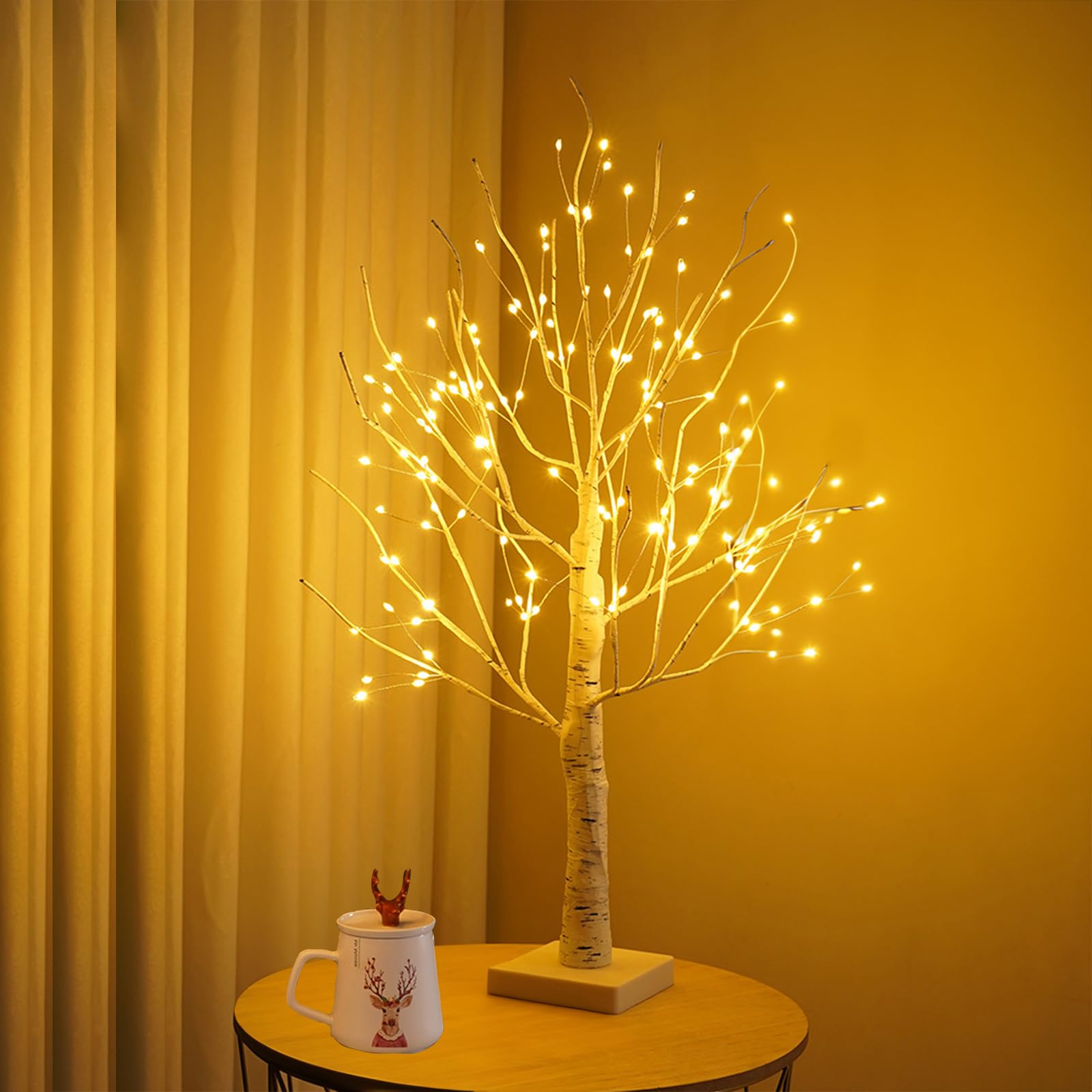 Hbaushun 144 LED Birch Tree Light,Tabletop Bonsai Fairy Light Spirit Tree,DIY Artificial Tree Lamp with Timer USB/Battery Powere
